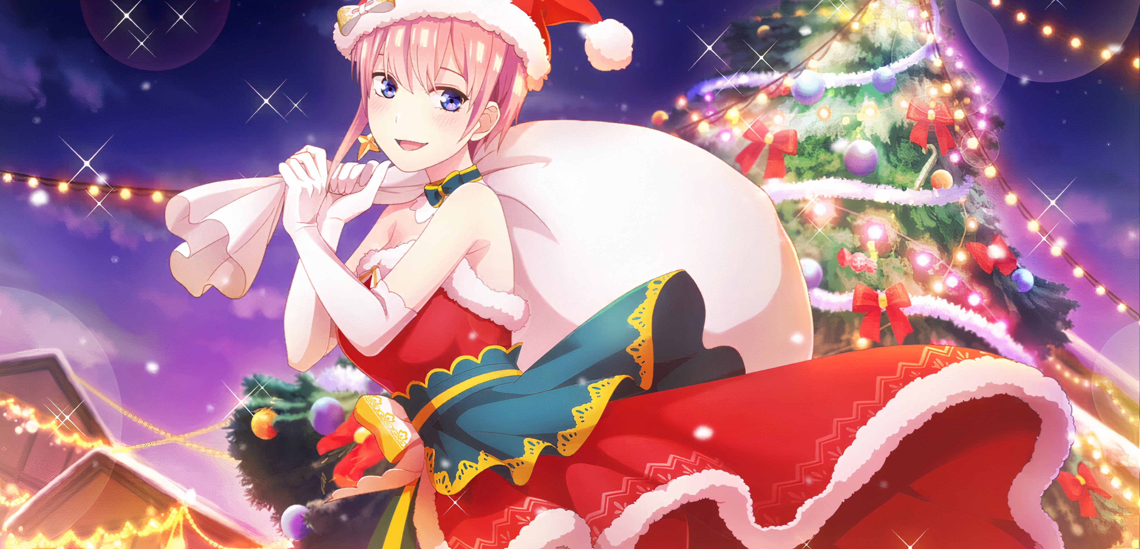 Ichika Nakano from The Quintessential Quintuplets in Christmas outfit HD Wallpaper