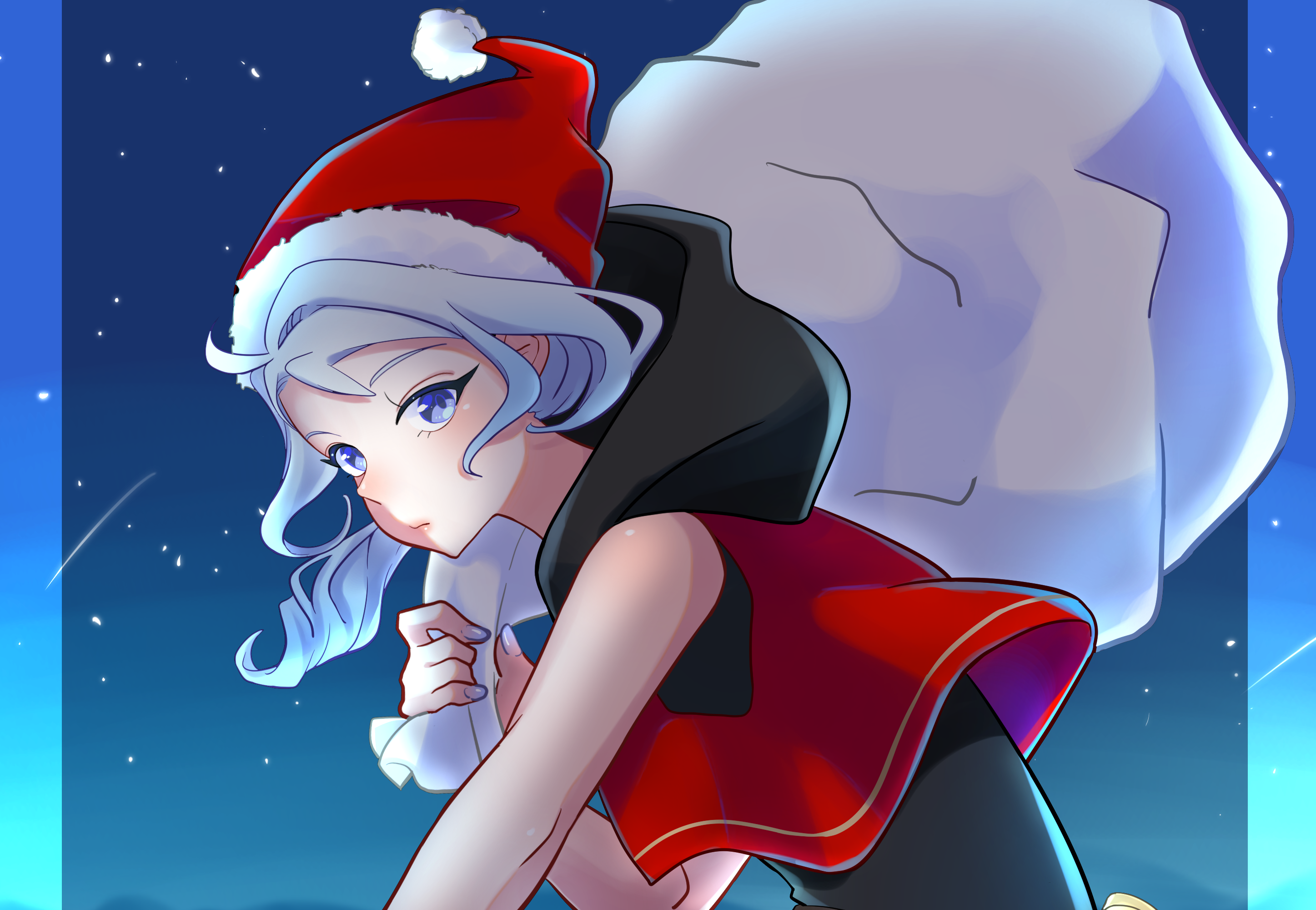Jett from Valorant with a Santa hat HD Wallpaper