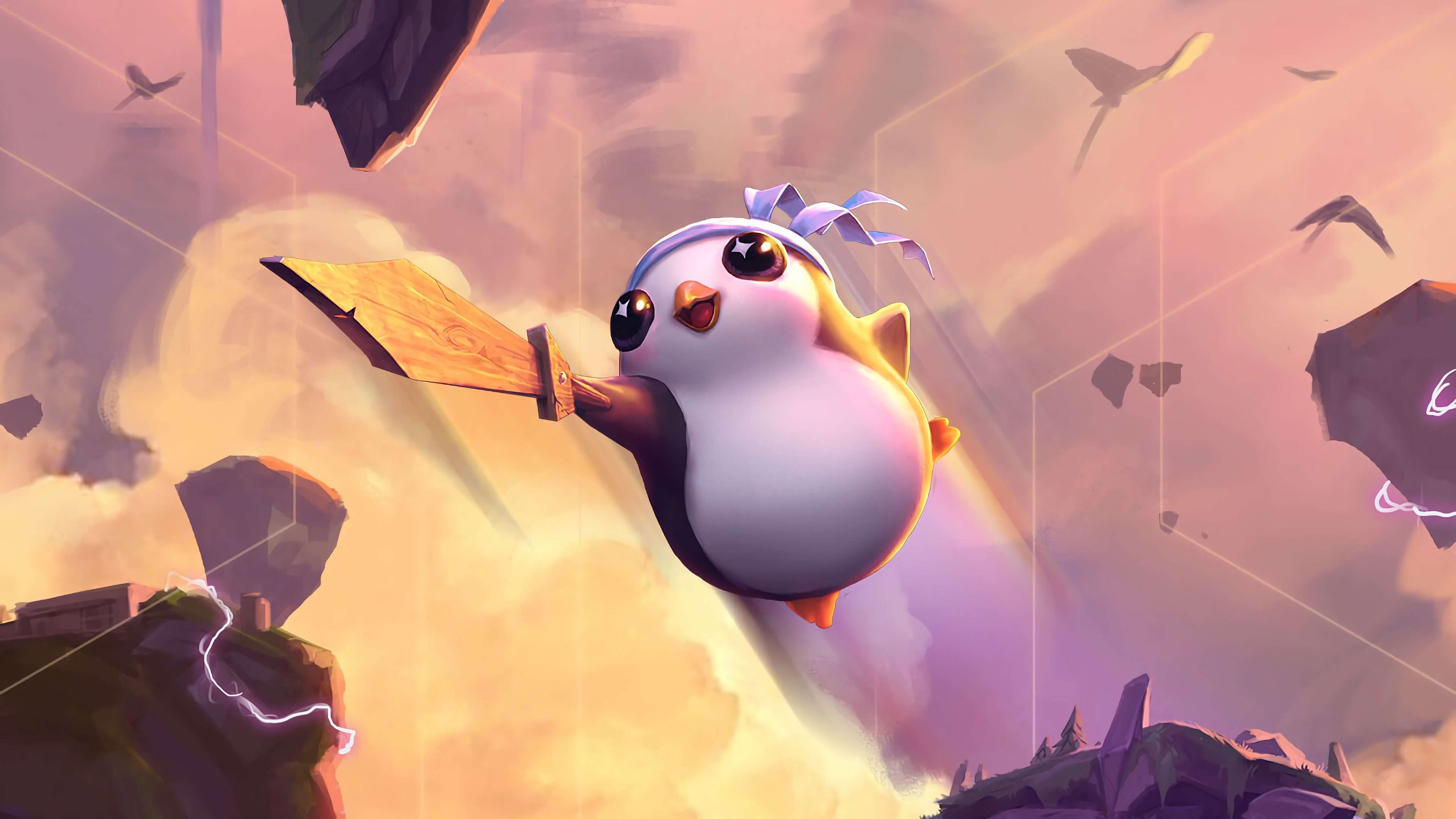 Poro with a wooden sword in Teamfight Tactics 4K HD Wallpaper