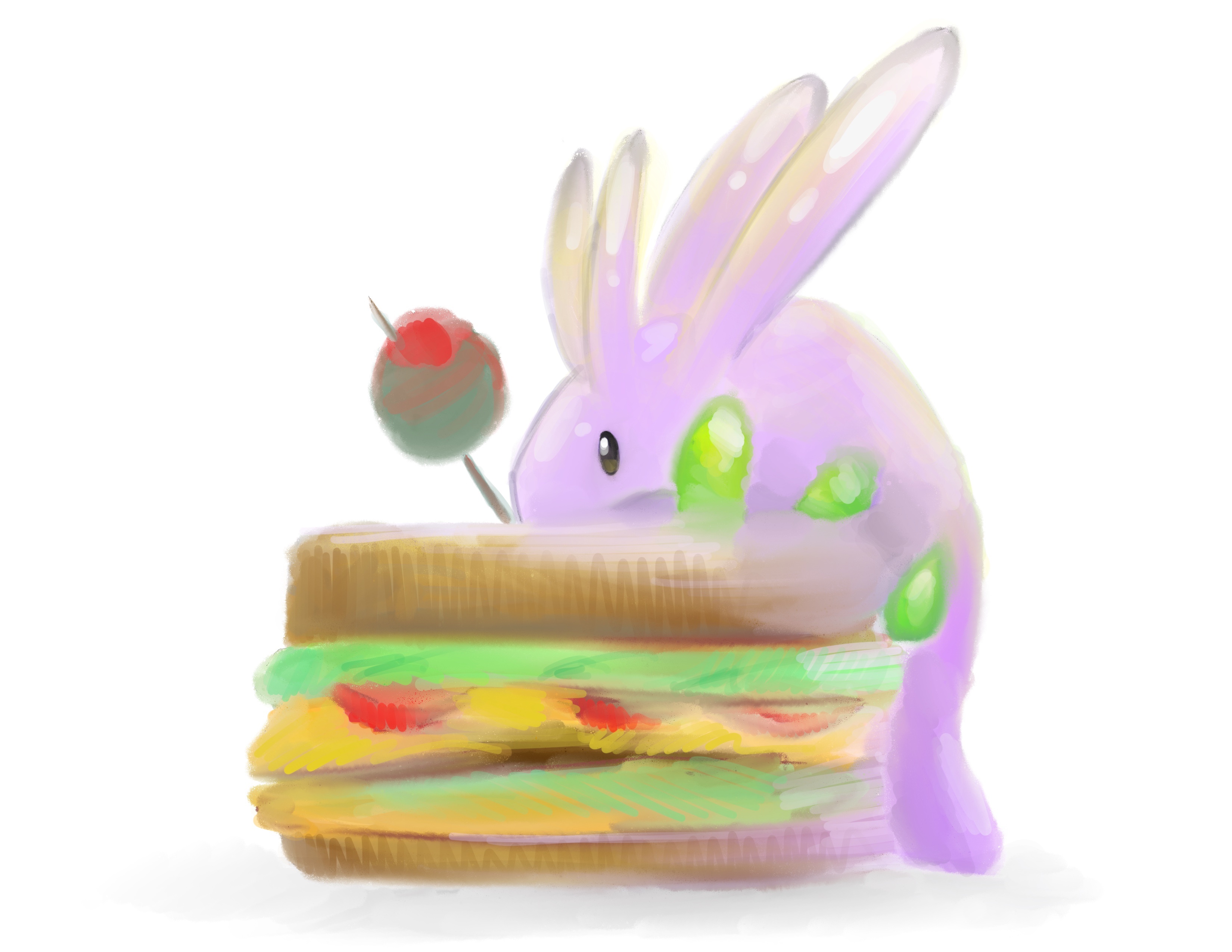 Goomy from Pokémon eating a sandwich HD Wallpaper
