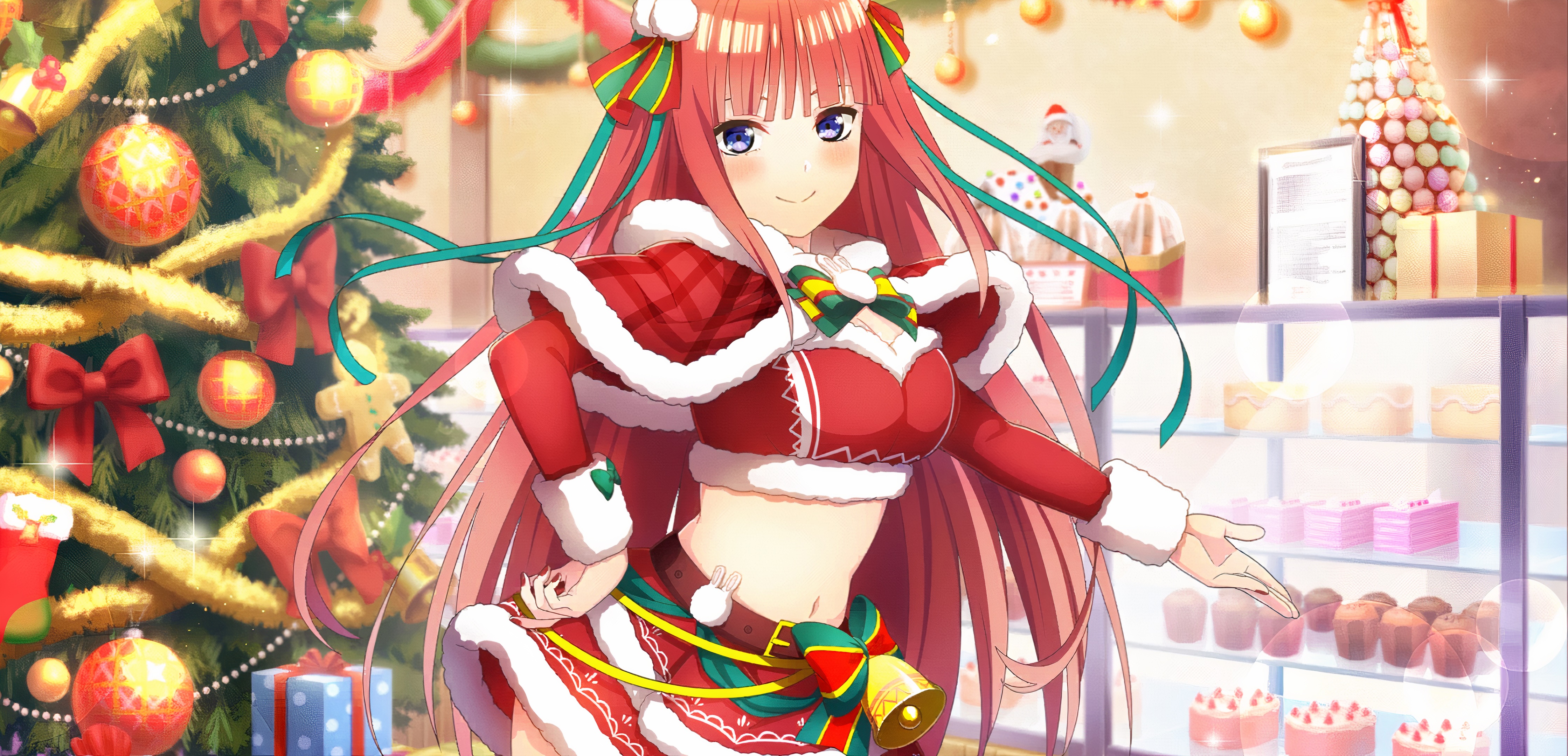 Nino Nakano from The Quintessential Quintuplets in Christmas outfit HD Wallpaper