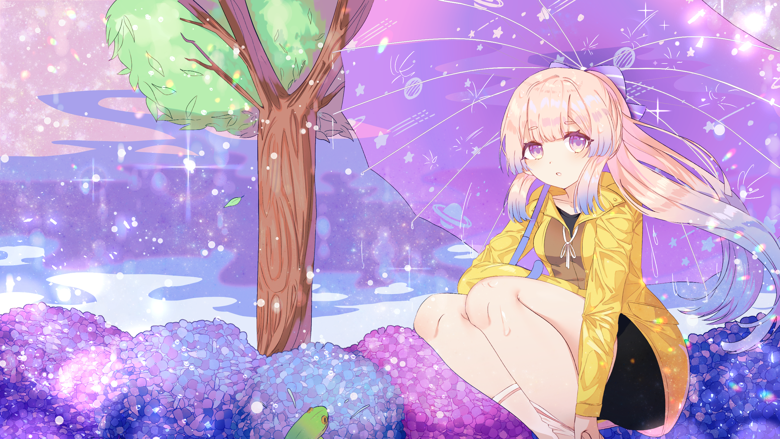 Sangonomiya Kokomi from Genshin Impact with umbrella HD Wallpaper