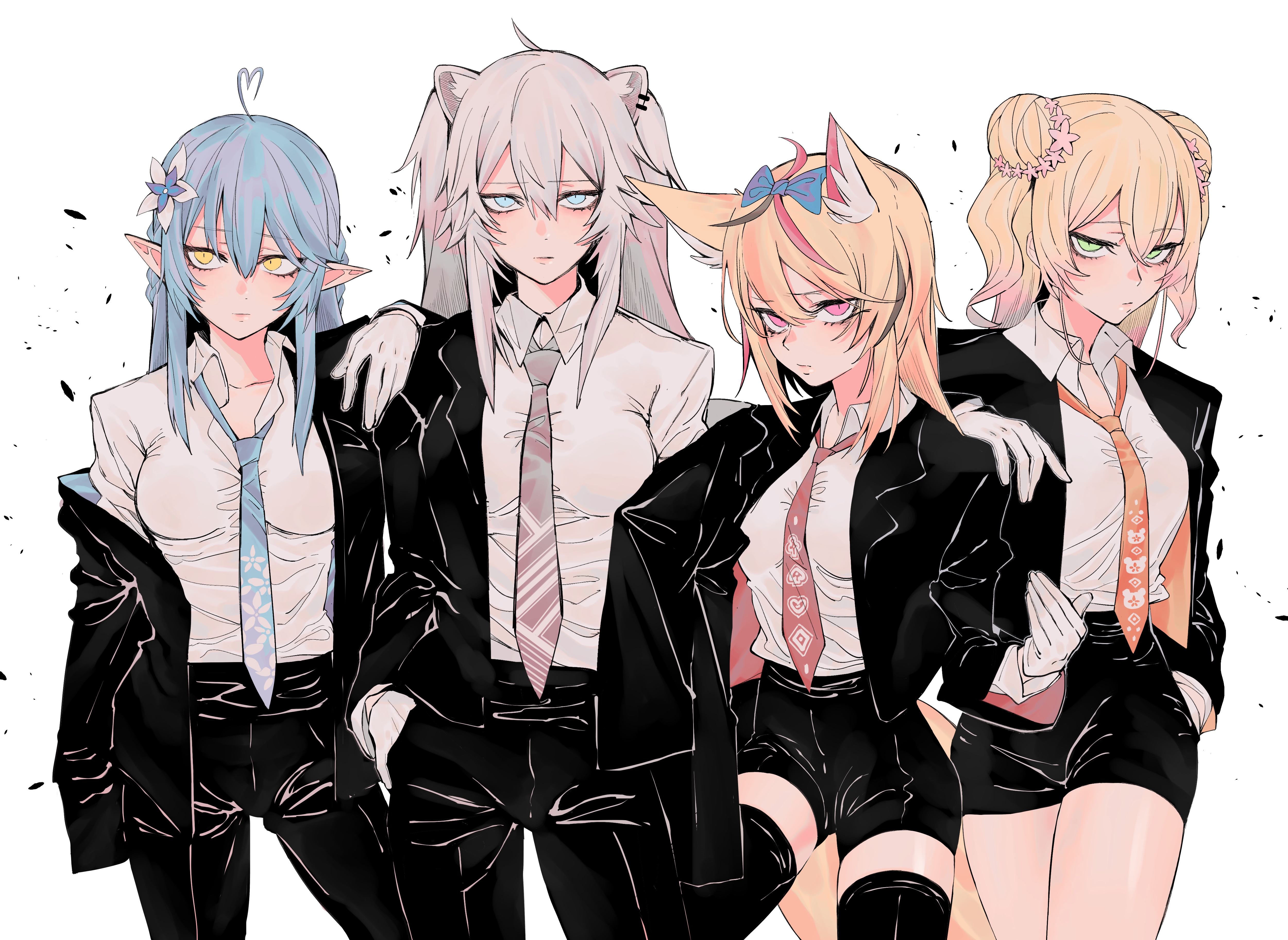 Hololive Shishiro Botan and Friends in Suits HD Wallpaper