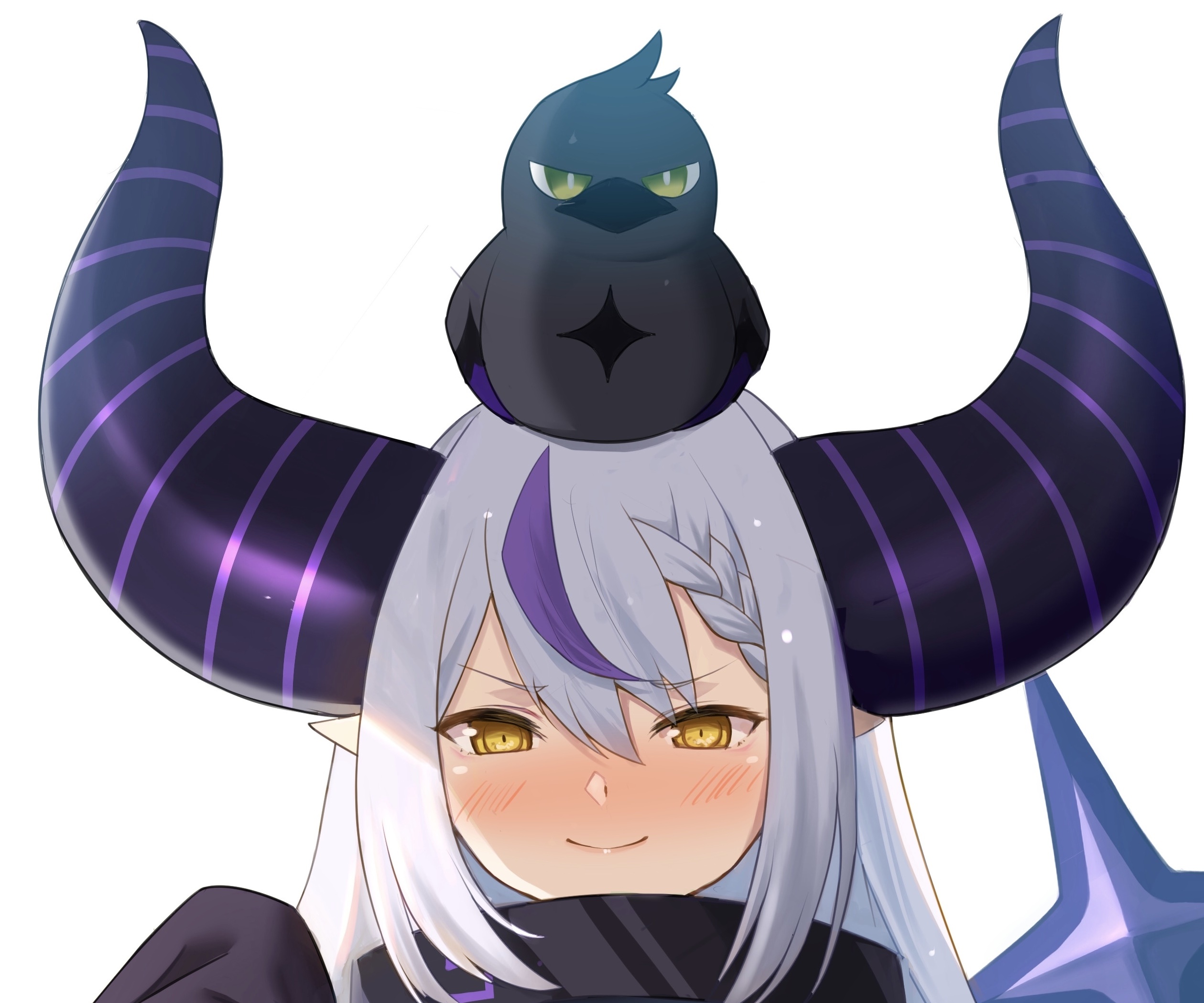 La+ Darknesss from Hololive with a bird on her head HD Wallpaper