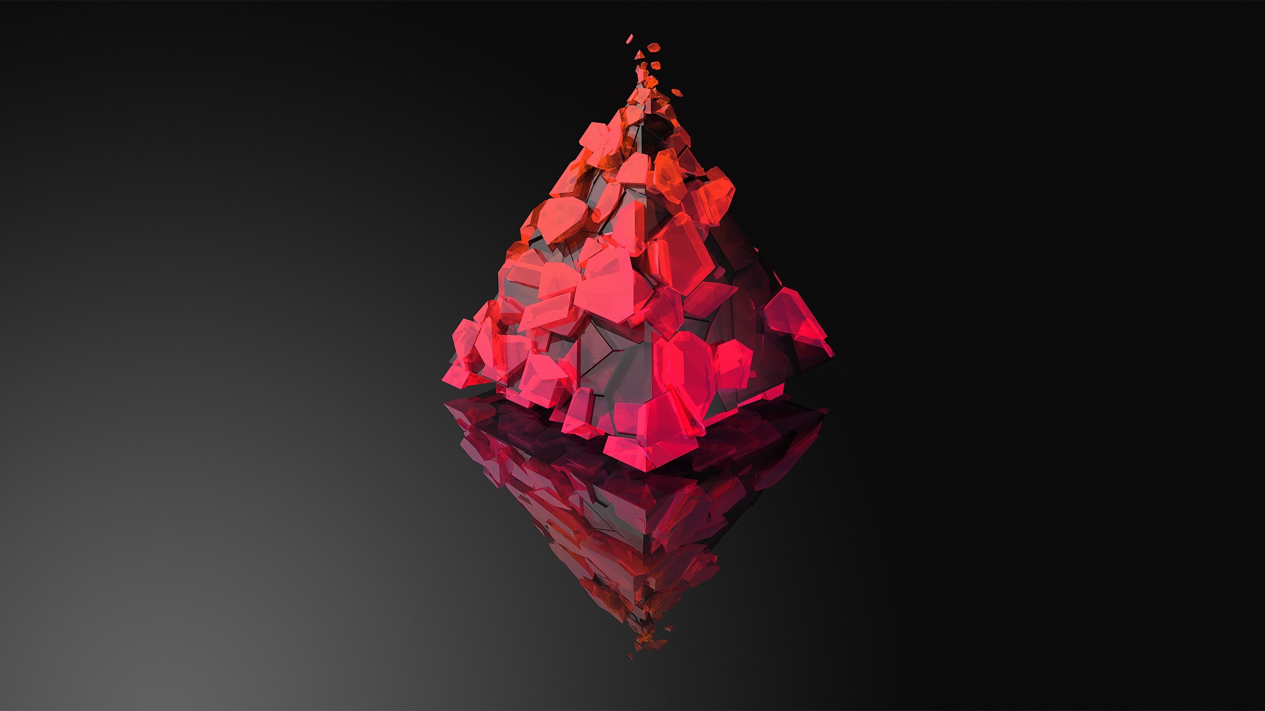 Abstract Red and Black Pyramid HD Wallpaper
