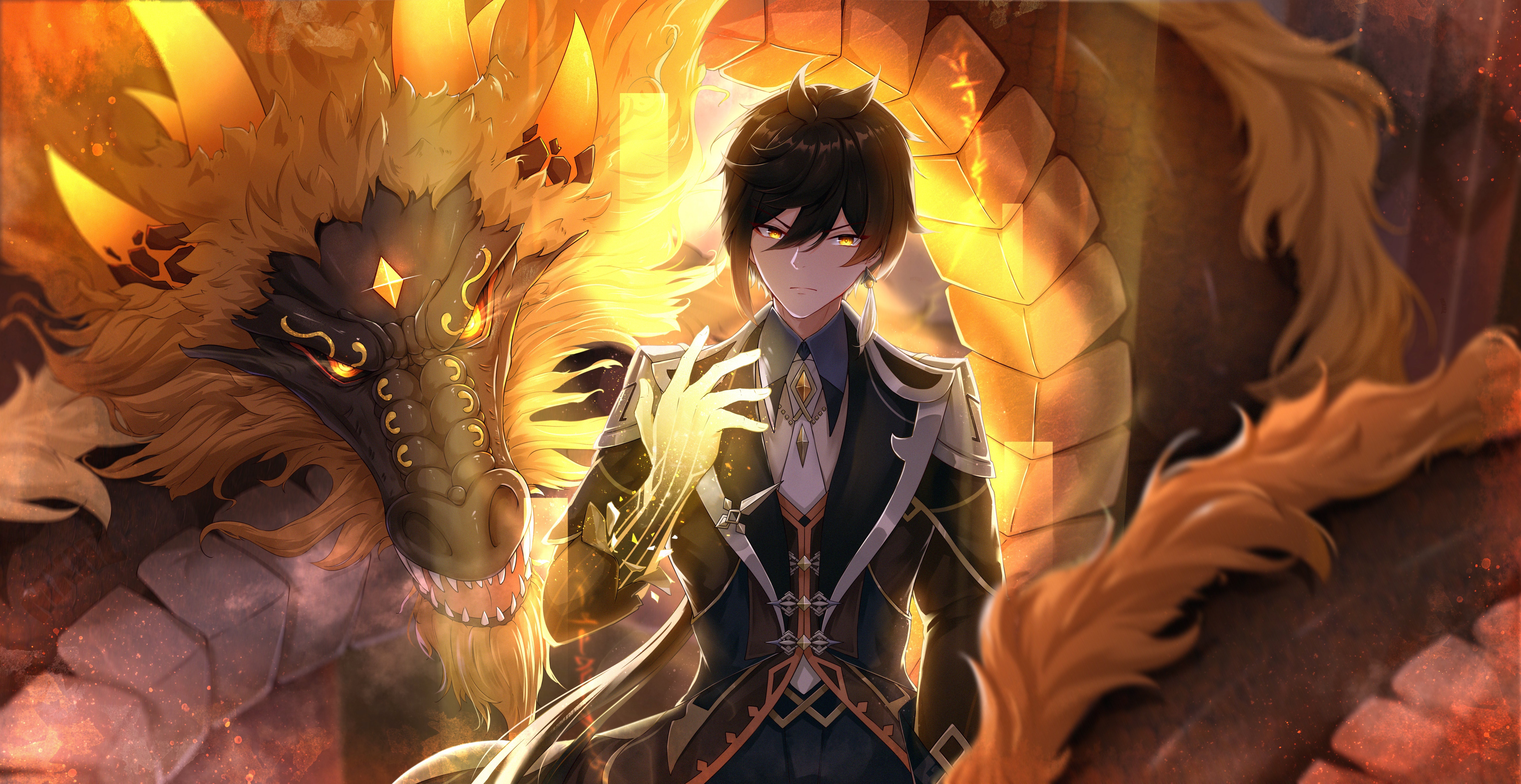 Zhongli and Rex Lapis from Genshin Impact 4K HD Wallpaper