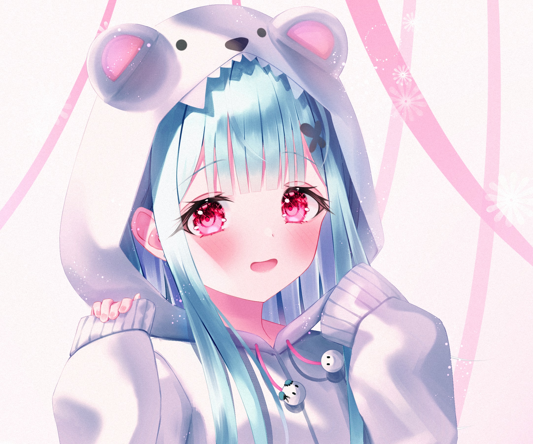 Uruha Rushia from Hololive wearing a bear hoodie HD Wallpaper