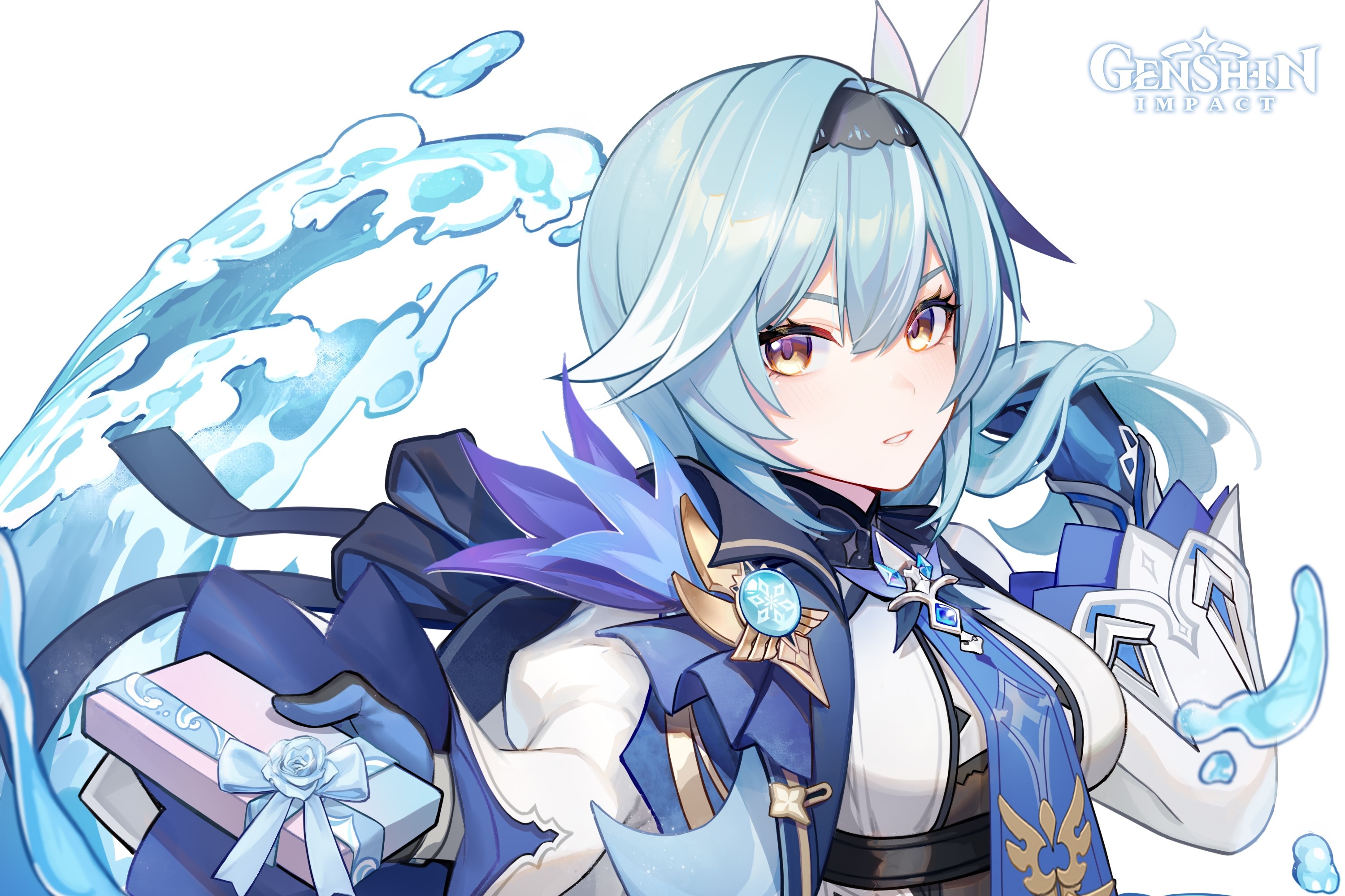 Eula from Genshin Impact with a gift HD Wallpaper