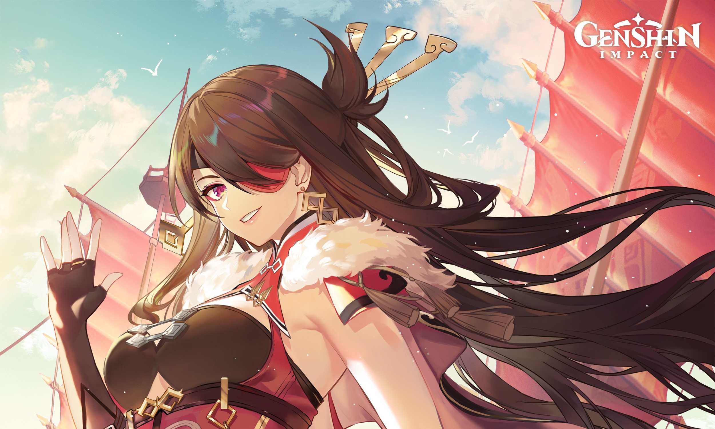 Beidou from Genshin Impact on a Ship HD Wallpaper