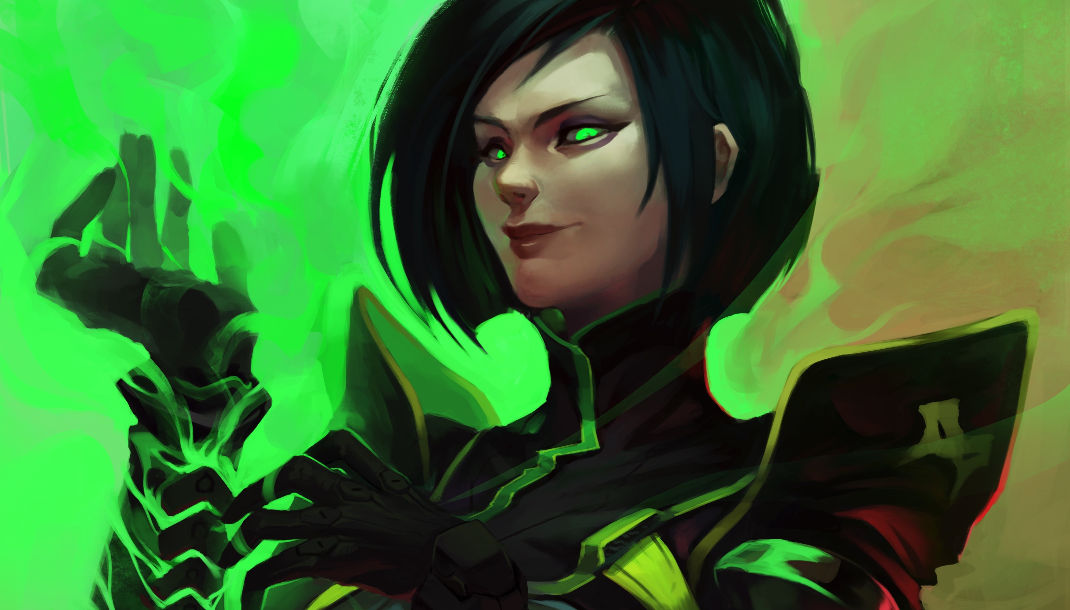 Viper from Valorant with green smoke HD Wallpaper
