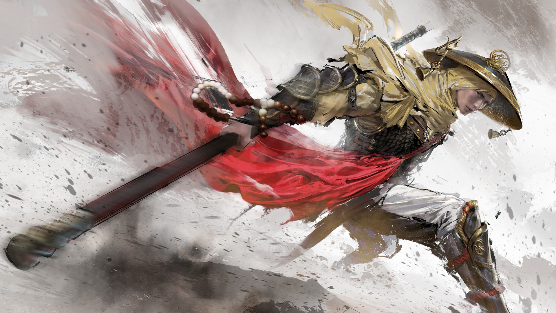 Warrior with red sash and sword from Naraka: Bladepoint HD Wallpaper