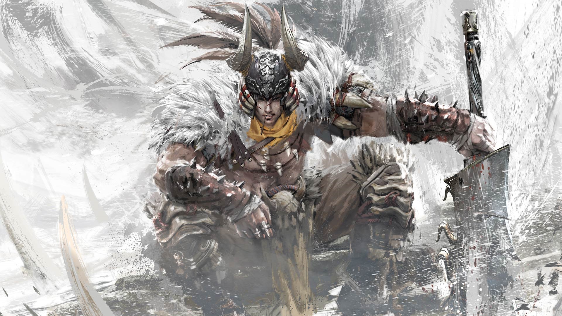 Warrior with large sword in Naraka: Bladepoint HD Wallpaper