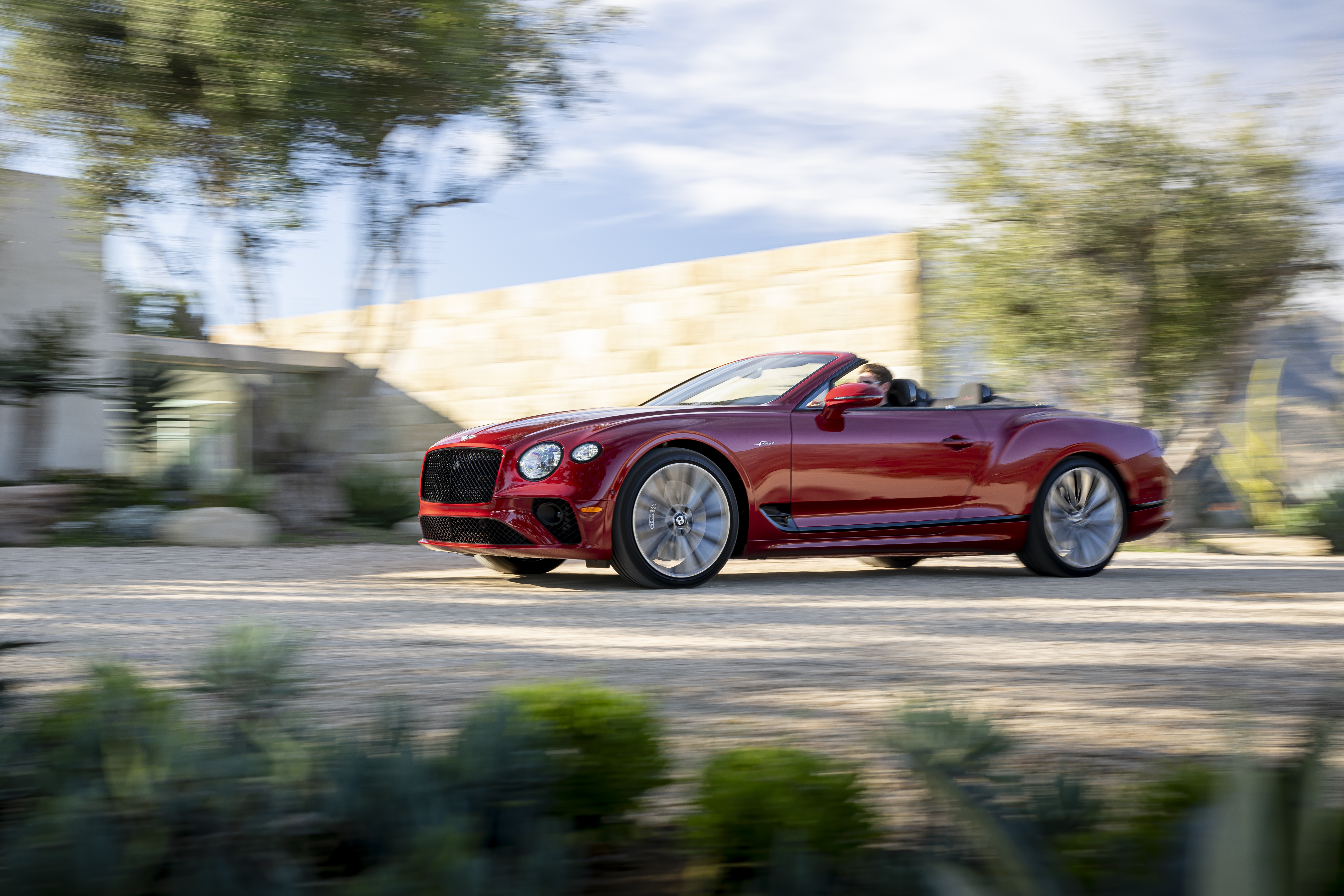 Red Bentley Continental GT Speed Convertible driving HD Wallpaper