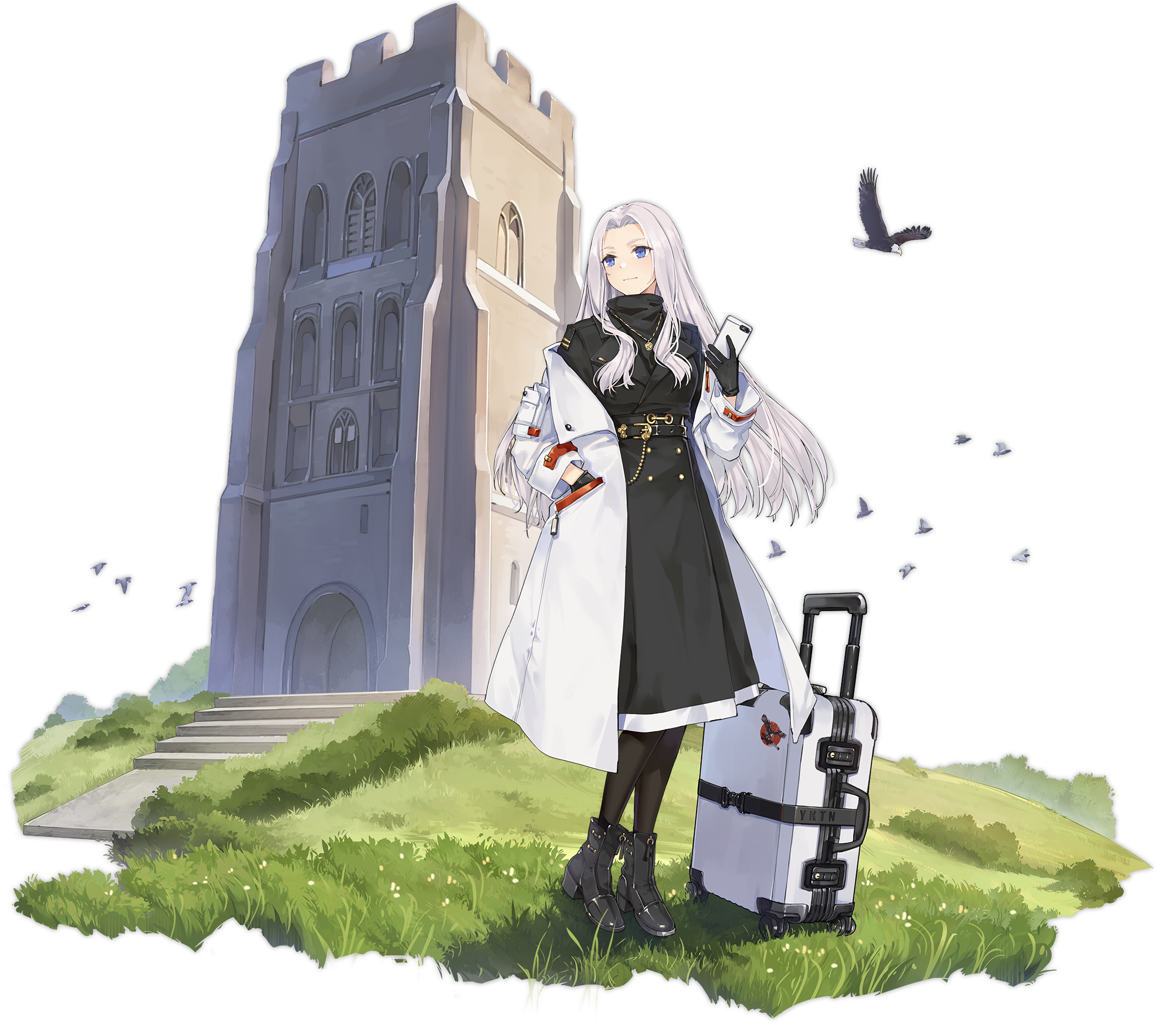 Yorktown from Azur Lane with a suitcase HD Wallpaper