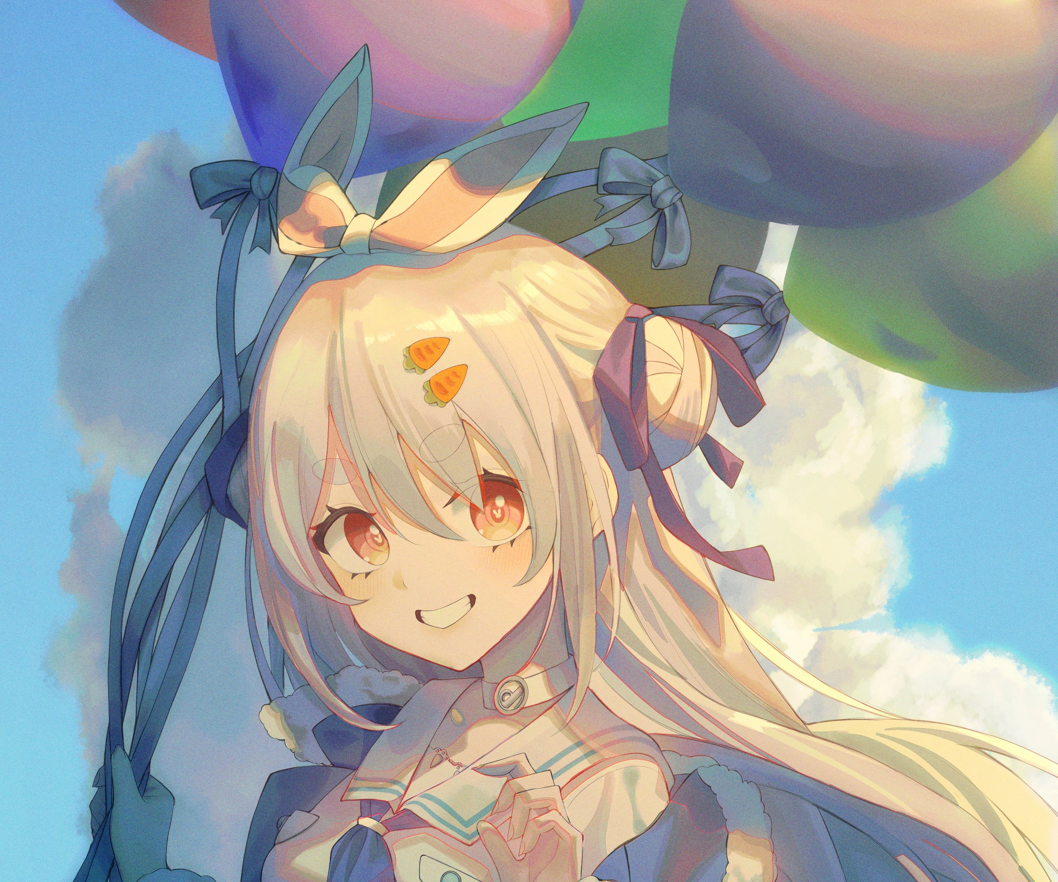 Usada Pekora from Hololive holding balloons HD Wallpaper