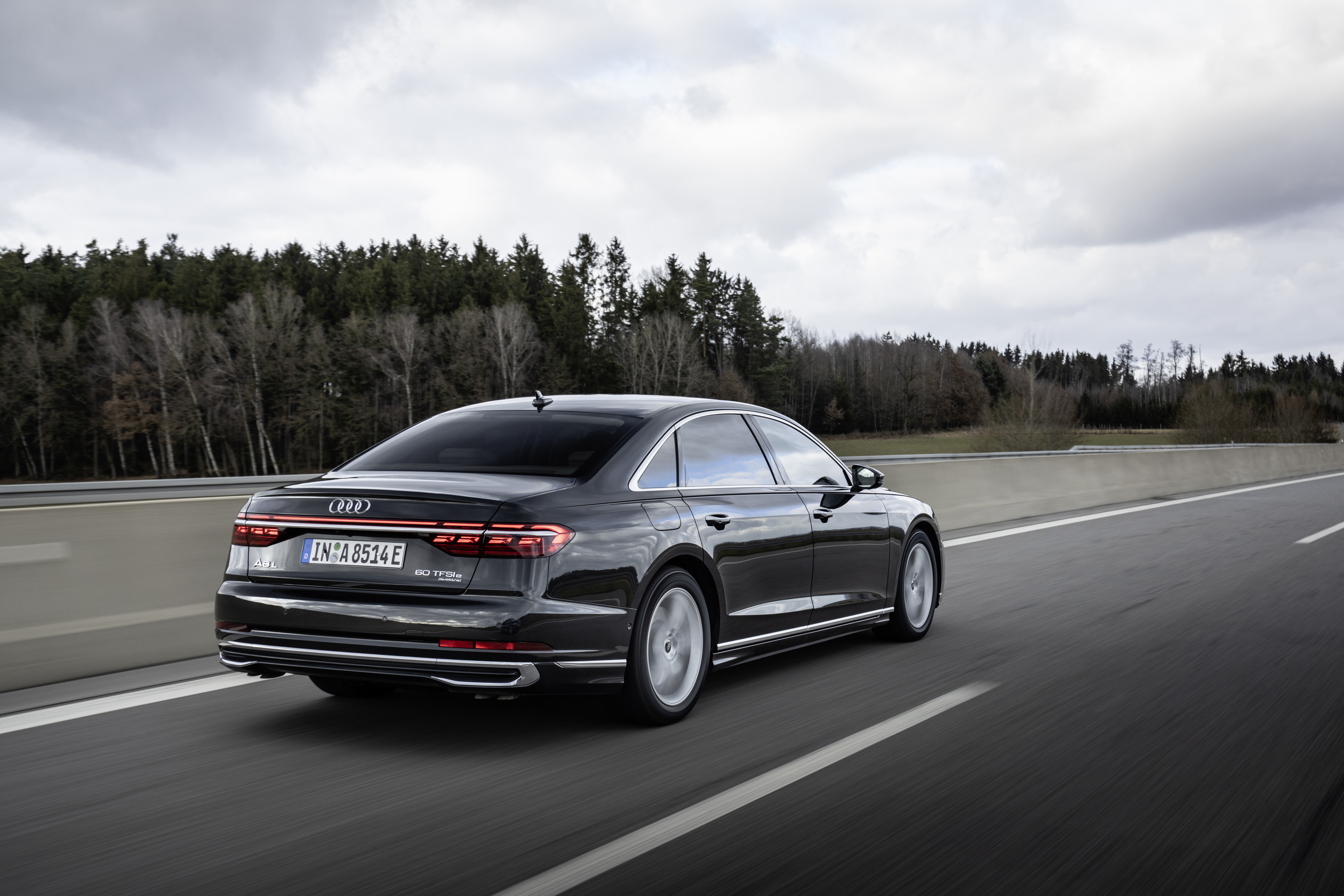 Audi A8 L 60 TFSI e quattro S line on highway HD Wallpaper