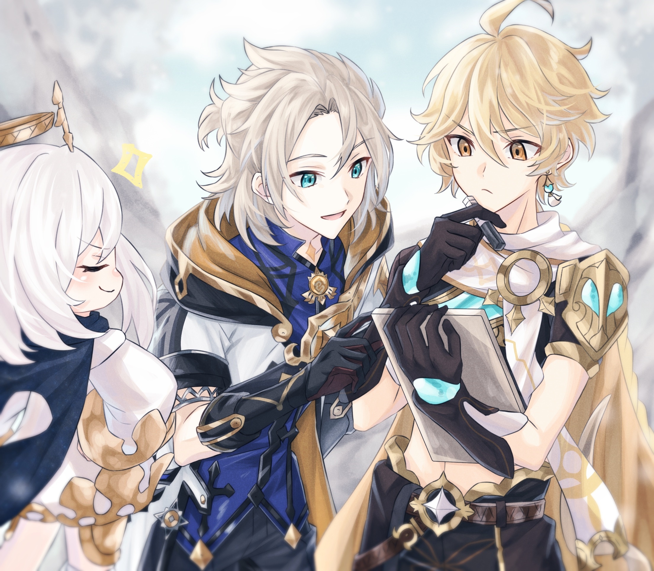Aether, Albedo, and Paimon from Genshin Impact HD Wallpaper