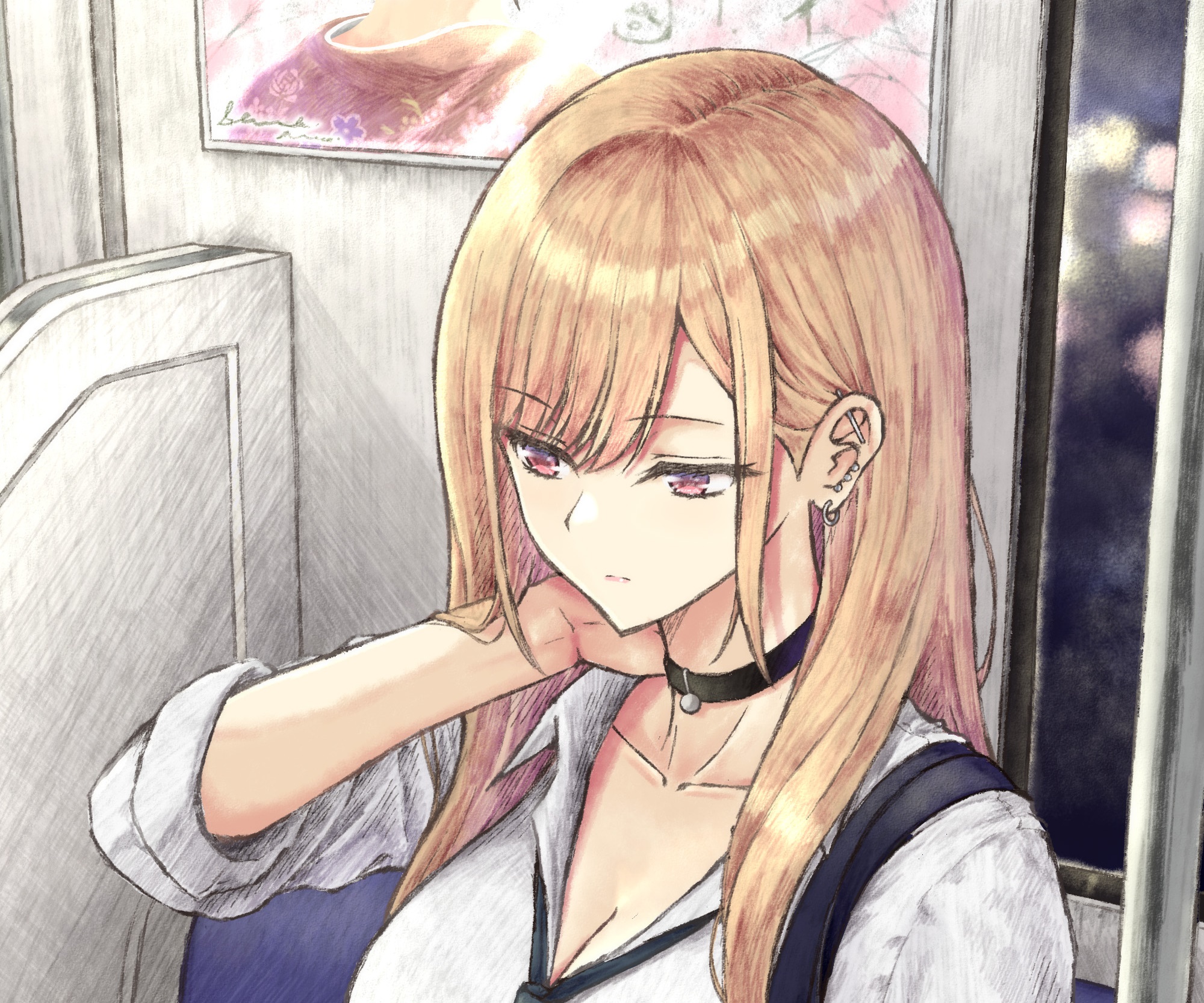 Marin Kitagawa from My Dress-Up Darling on a train HD Wallpaper