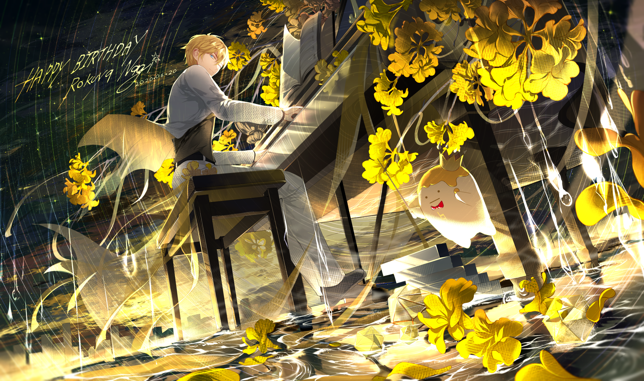 Nagi Rokuya from IDOLiSH7 playing piano HD Wallpaper