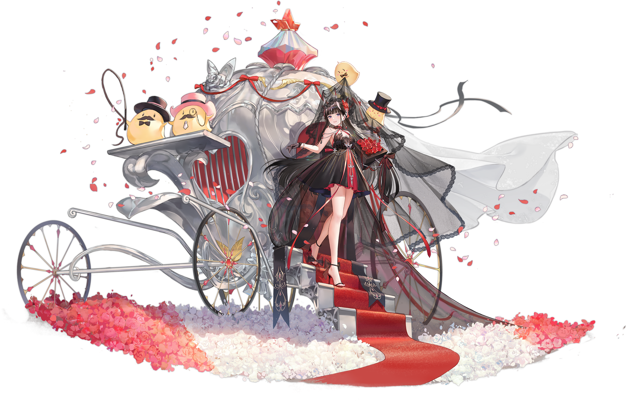 Noshiro from Azur Lane with carriage and roses HD Wallpaper