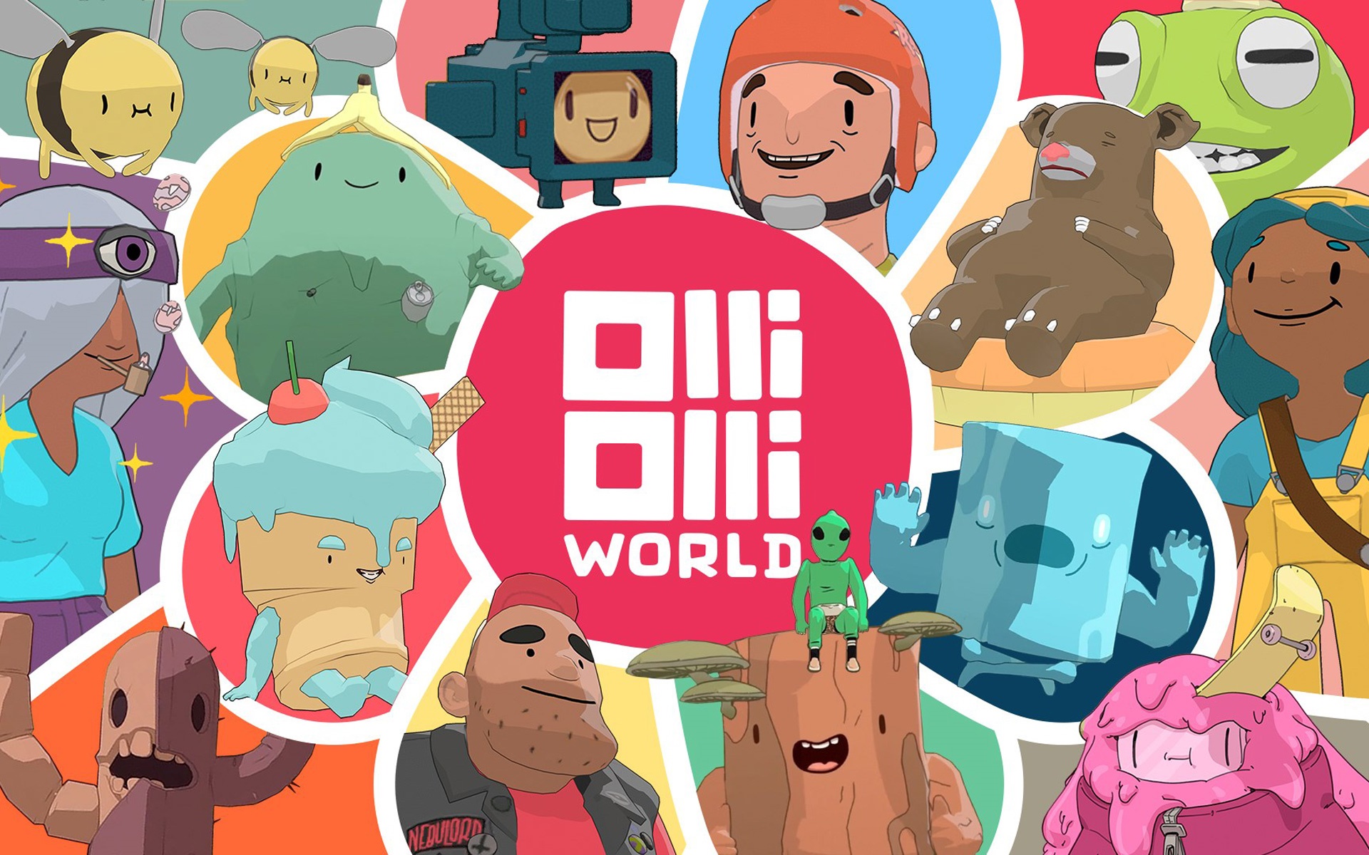 OlliOlli World characters and logo HD Wallpaper