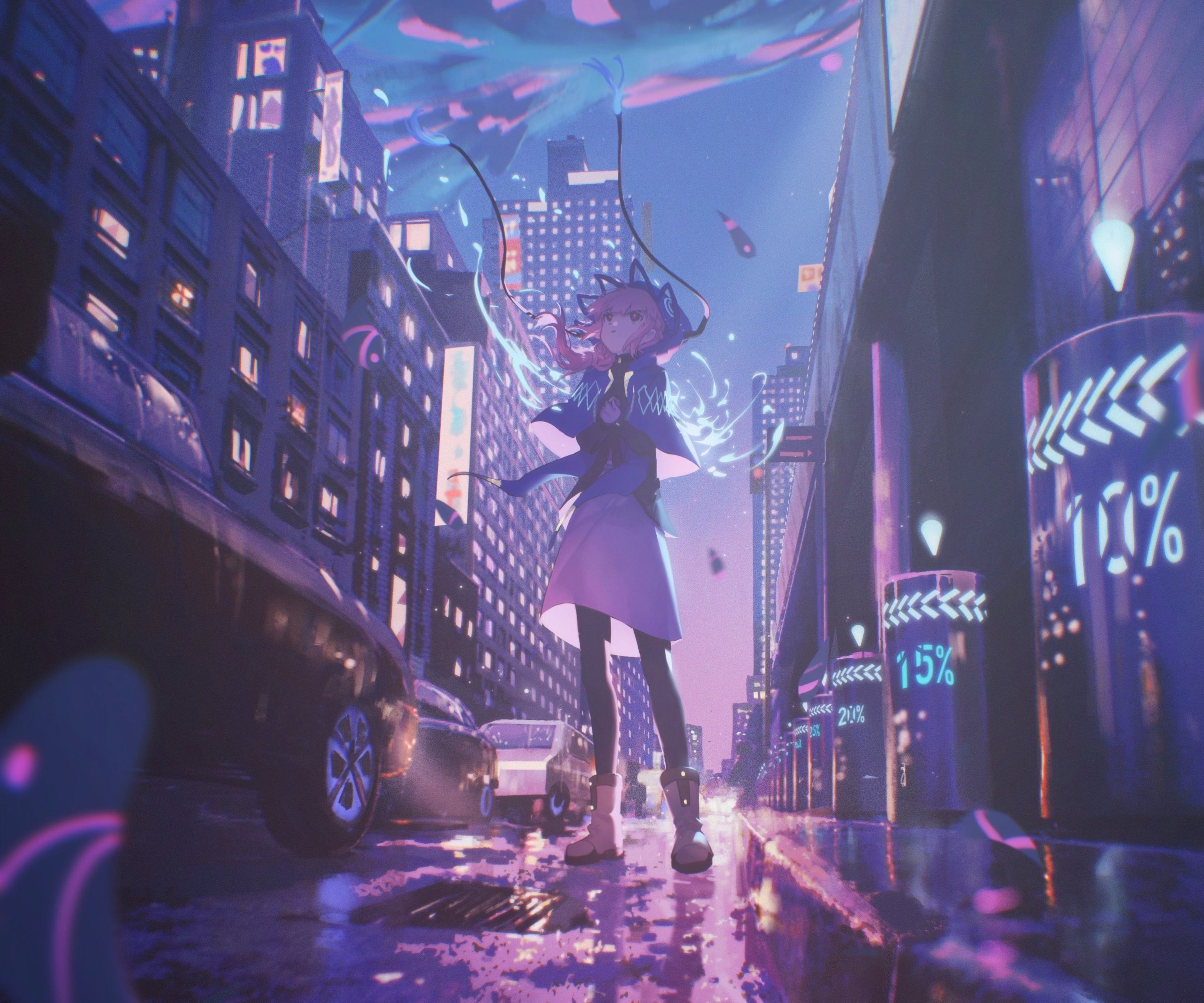 Kaf from Virtual Youtuber in a Neon City HD Wallpaper
