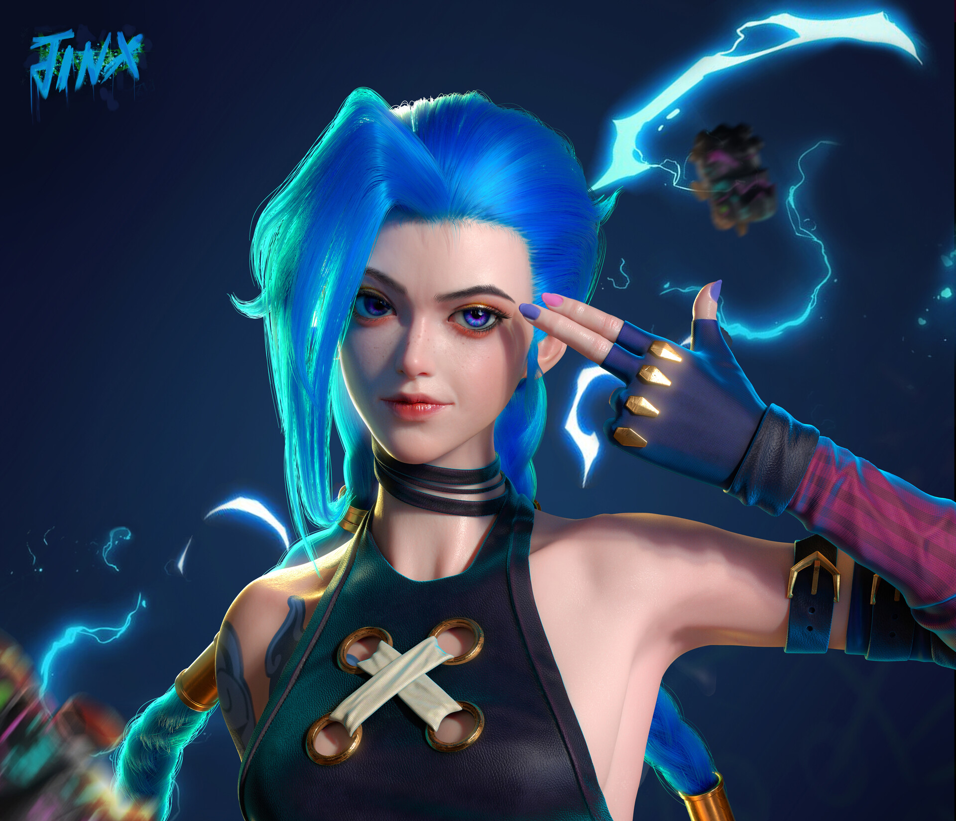 Jinx from Arcane League of Legends HD Wallpaper