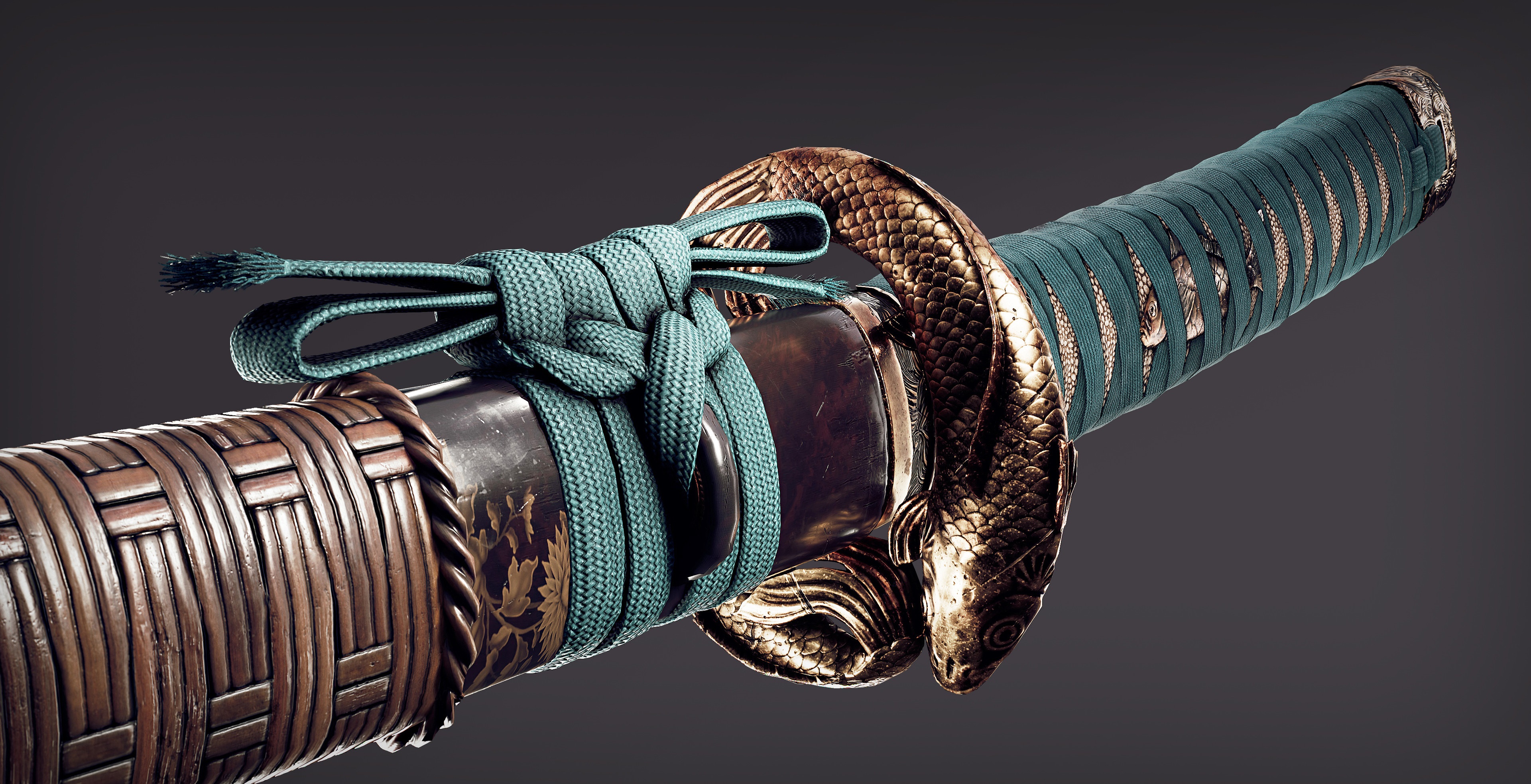 Close-up of a Japanese Katana sword hilt HD Wallpaper