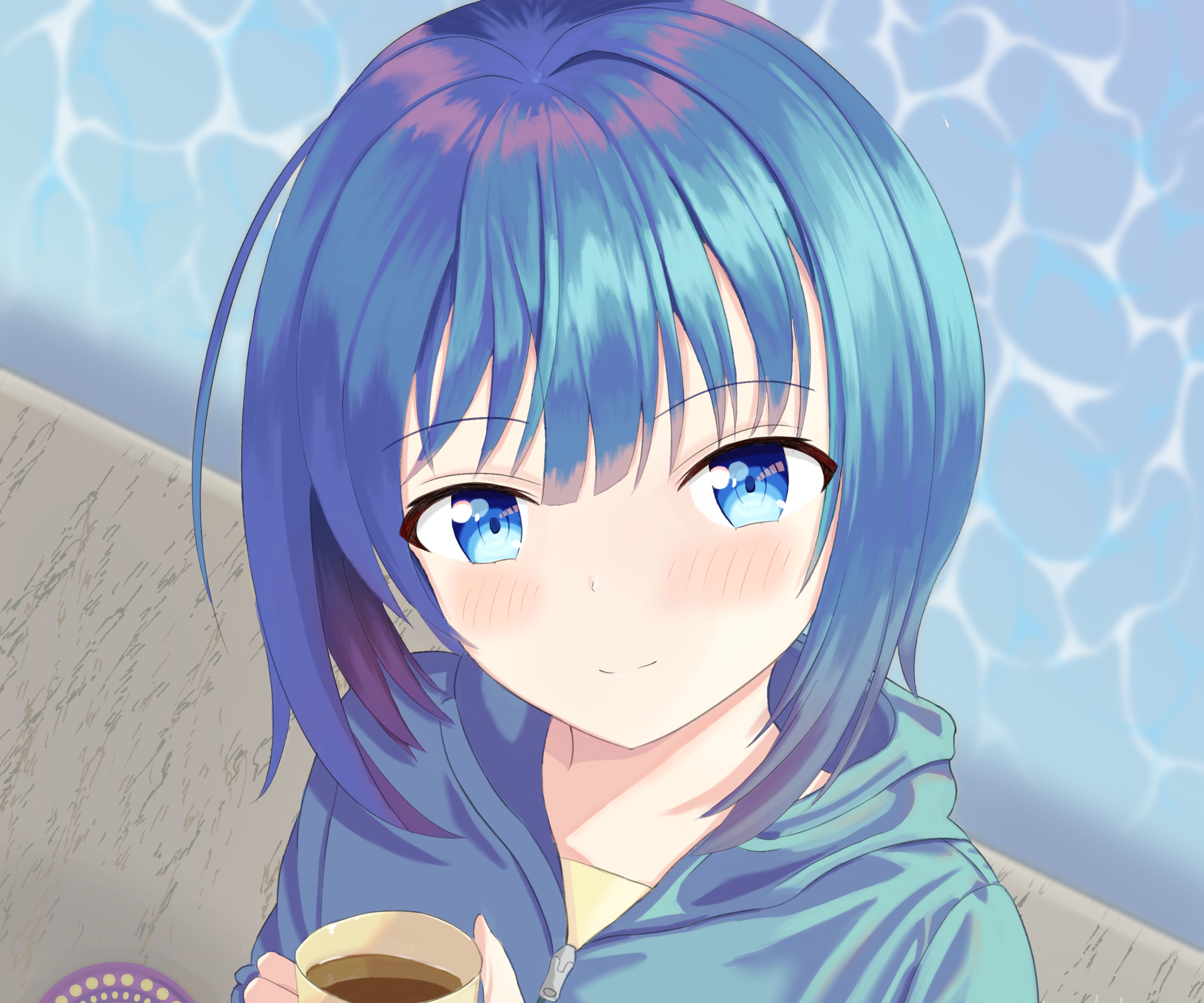 Hiyori Minagi with a cup of coffee HD Wallpaper