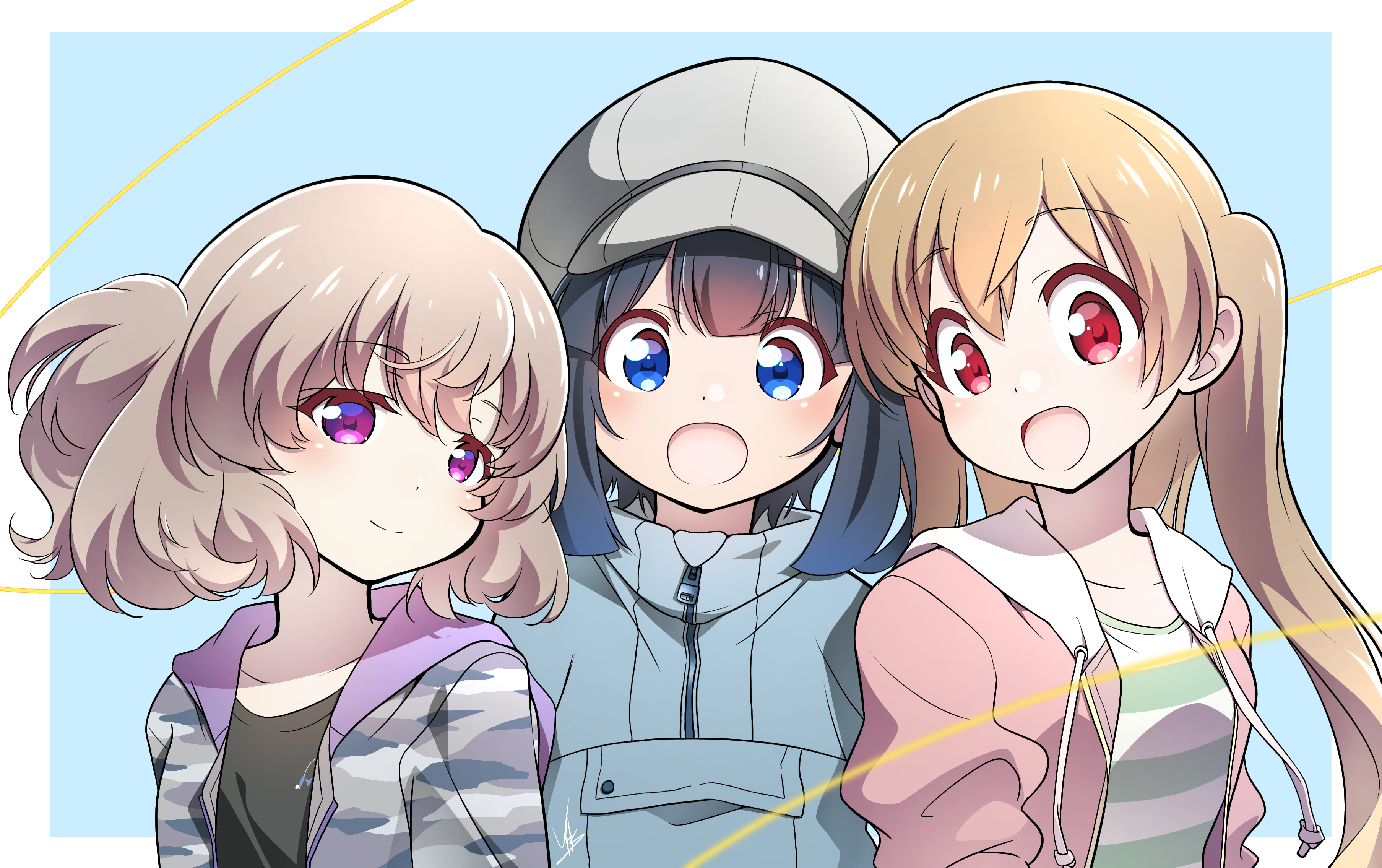 Hiyori Minagi, Koharu Minagi, and Koi Yoshinaga from Slow Loop HD Wallpaper