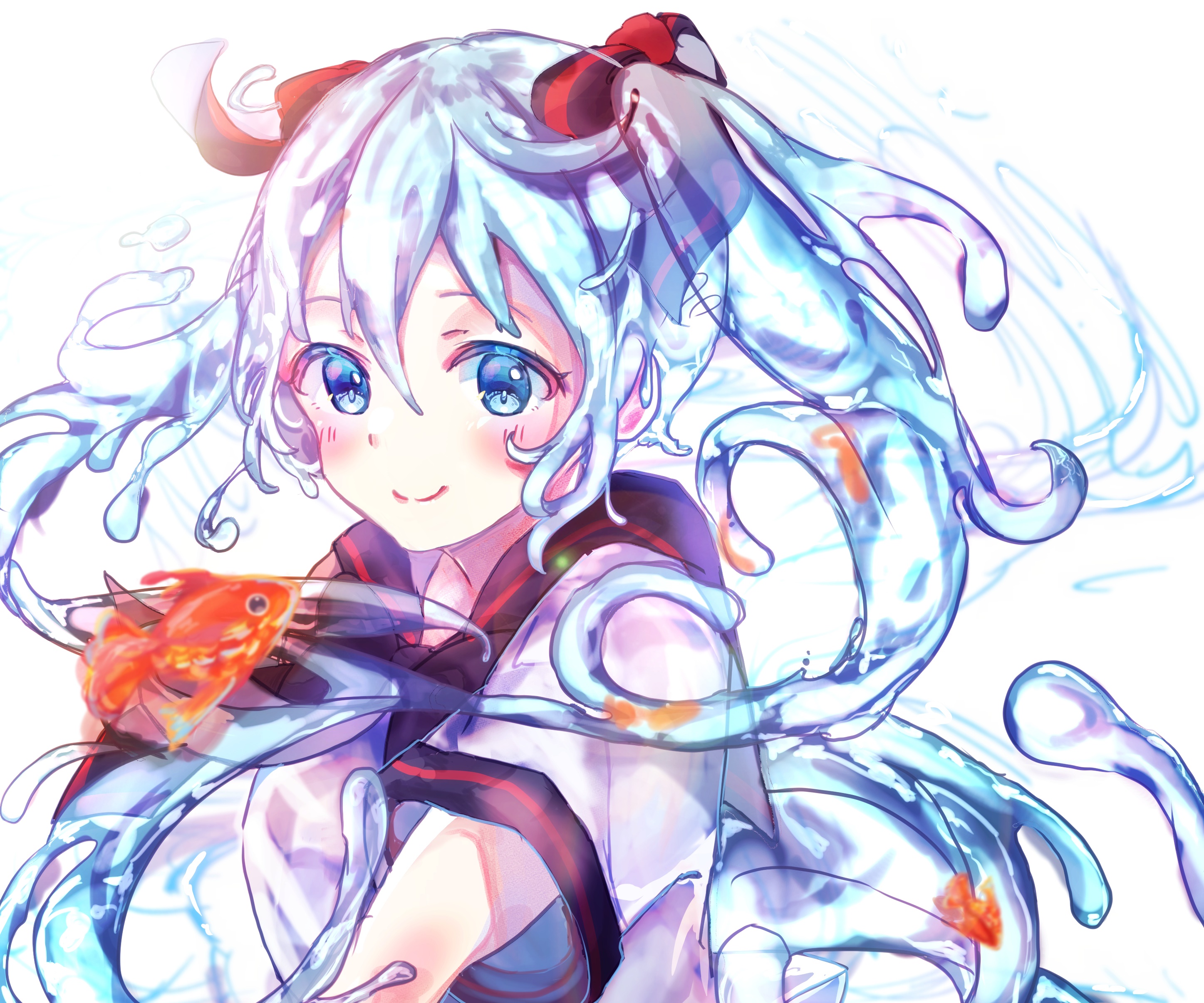 Hatsune Miku with goldfish HD Wallpaper