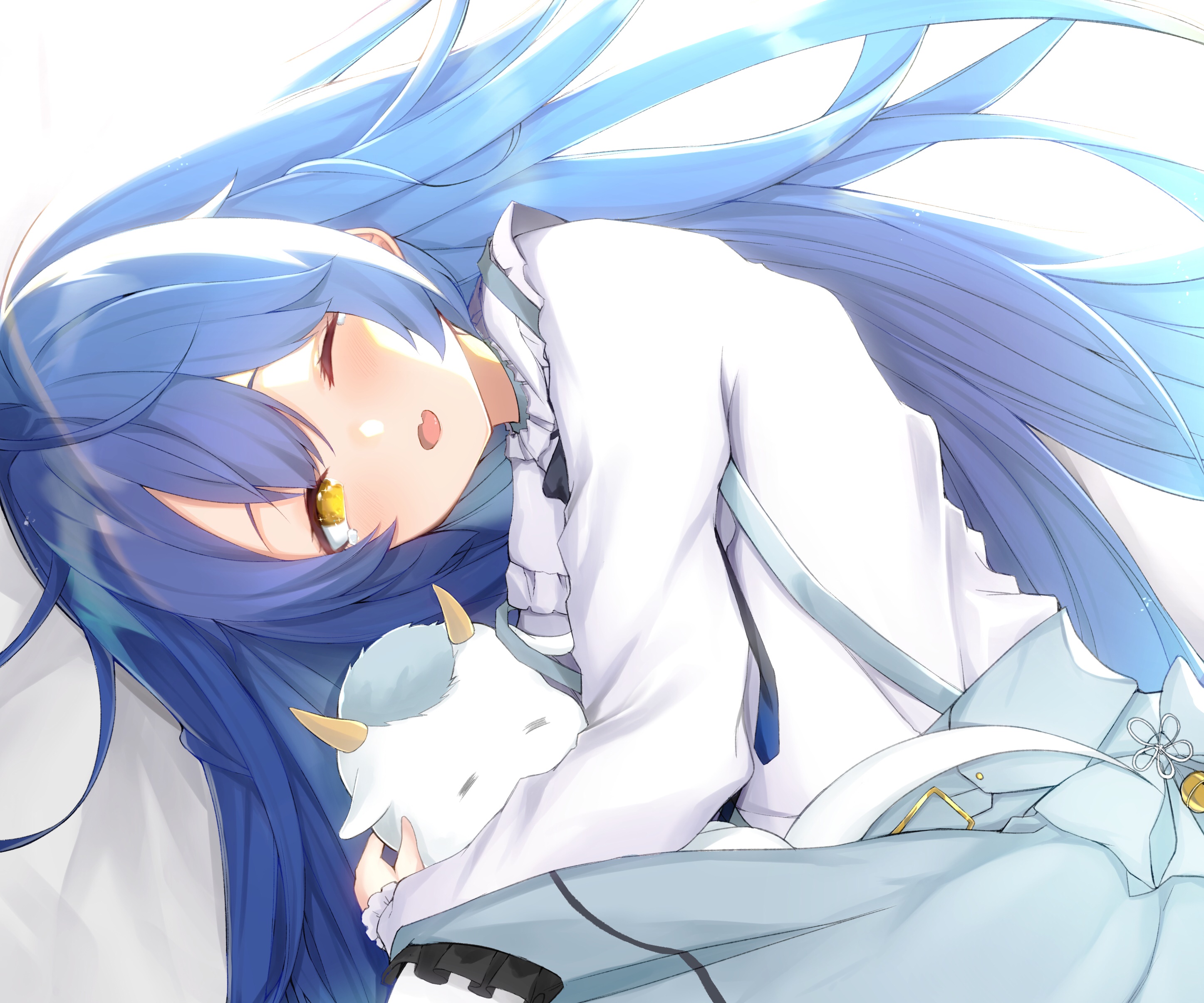 Amamiya Kokoro from Nijisanji sleeping with a creature HD Wallpaper