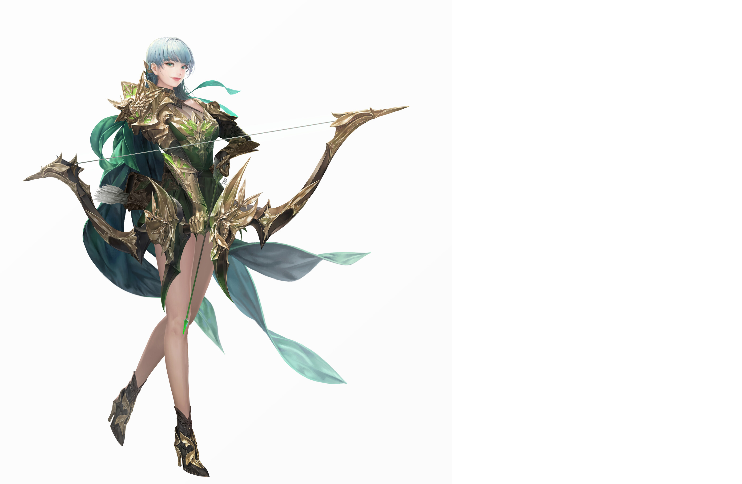 Archer with ornate bow and armor HD Wallpaper