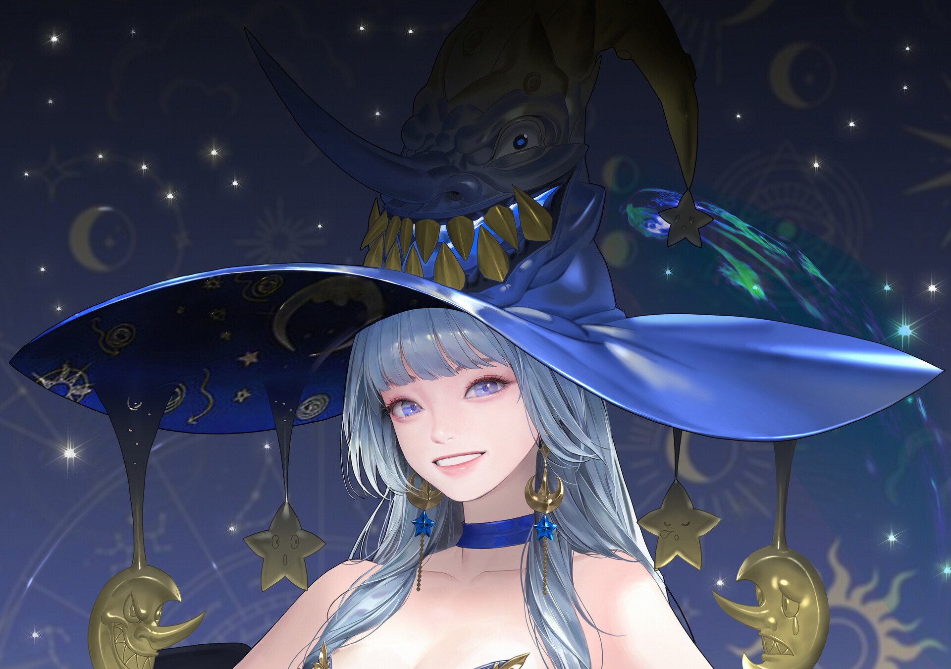 Blue Moon Witch by Daeho Cha HD Wallpaper