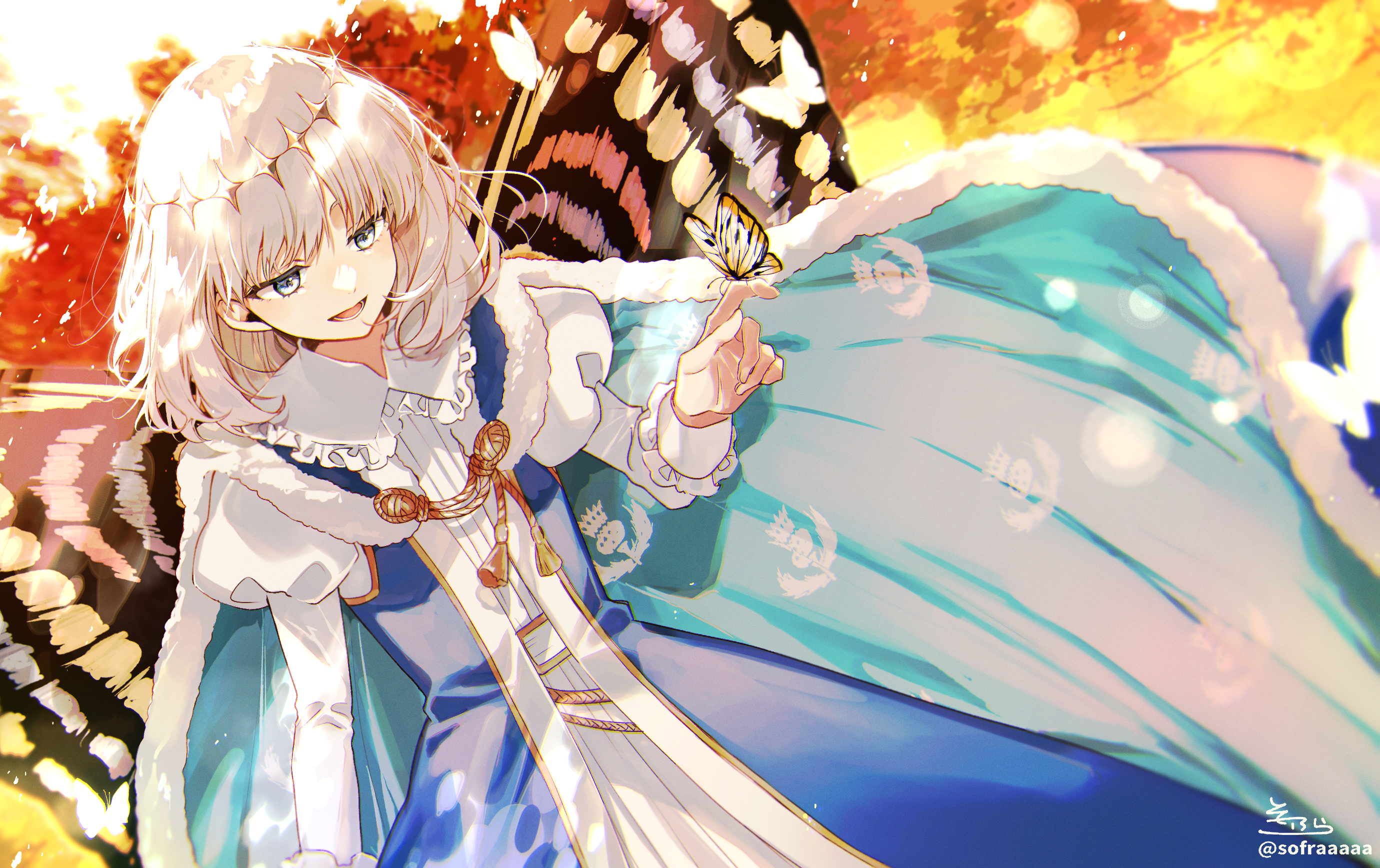 Oberon from Fate/Grand Order with butterflies HD Wallpaper
