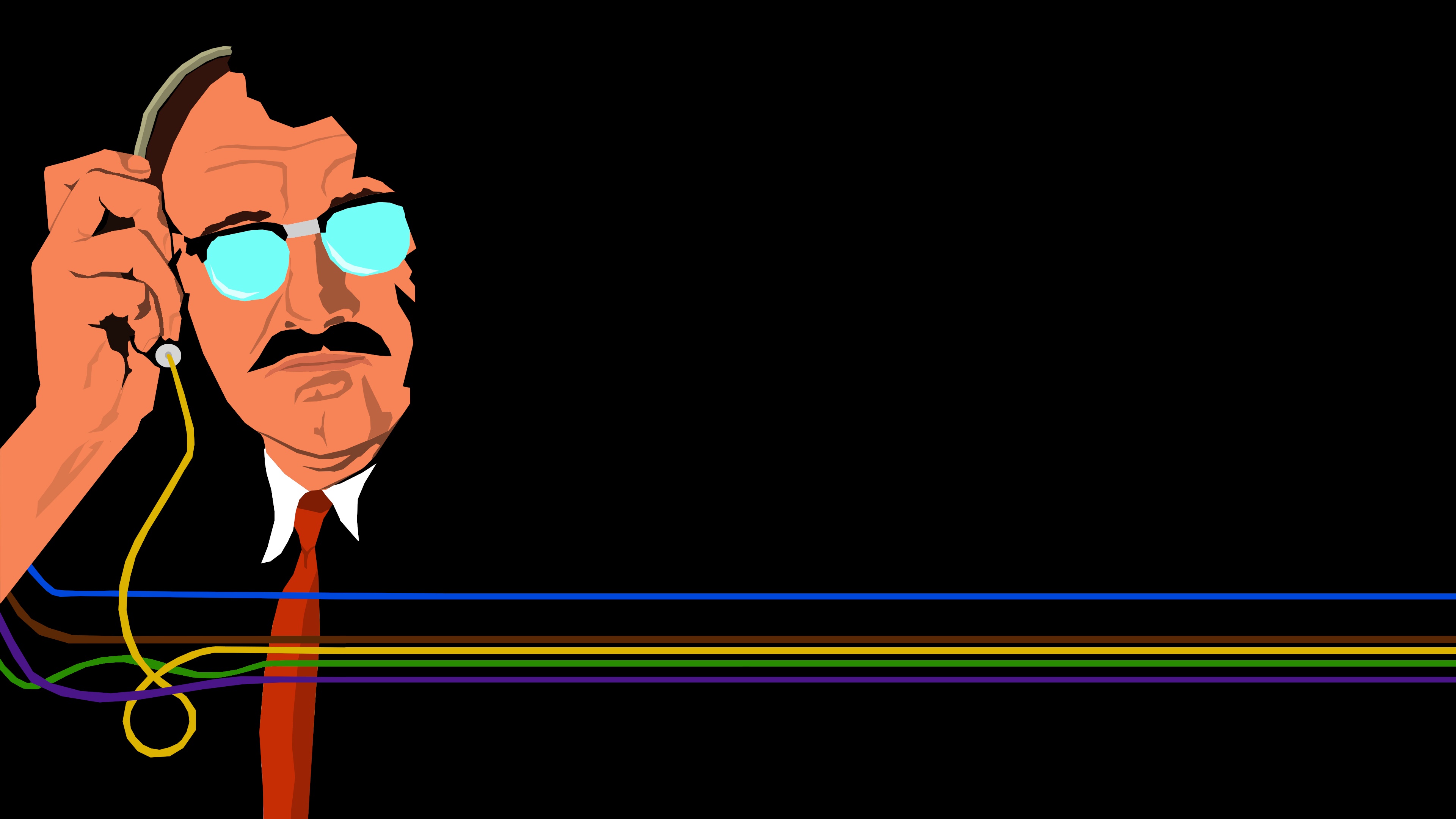 Man with broken head listening to wires HD Wallpaper