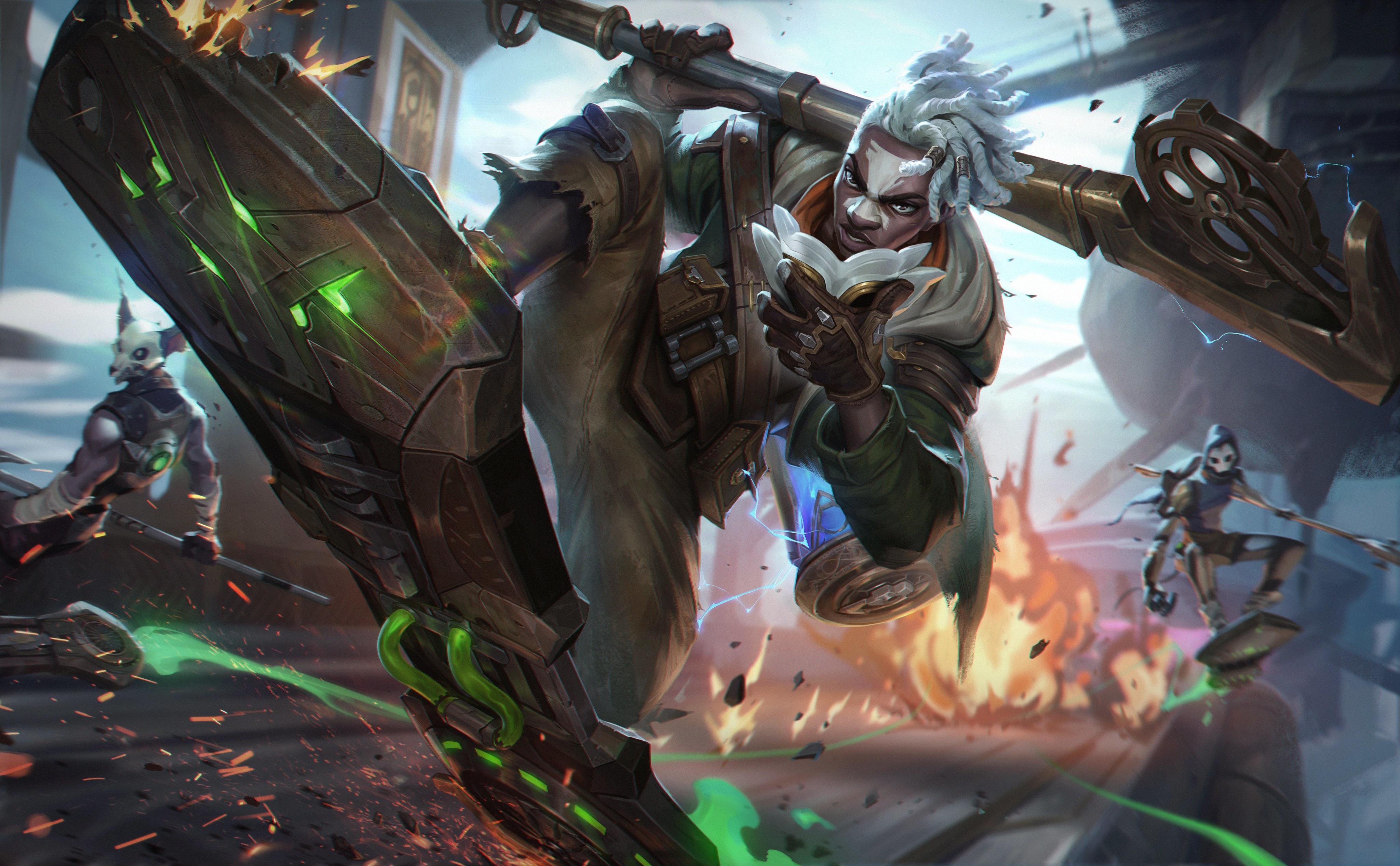 Ekko from League of Legends with allies HD Wallpaper