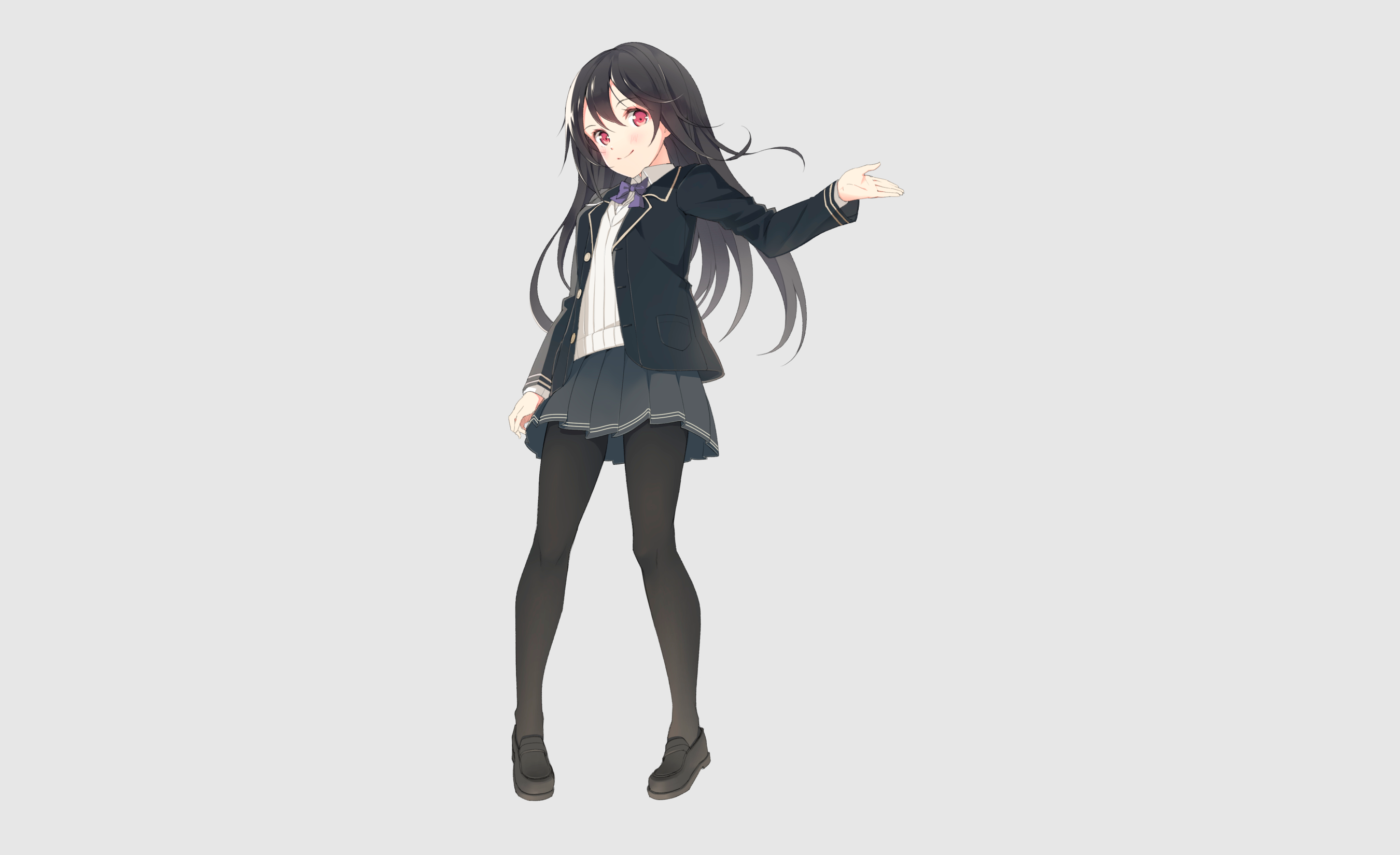 Anime girl in school uniform HD Wallpaper