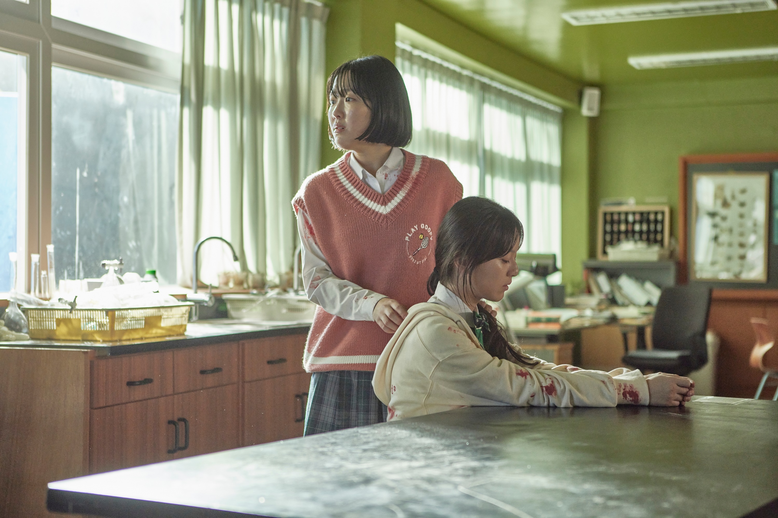 Two girls in a classroom from All Of Us Are Dead HD Wallpaper