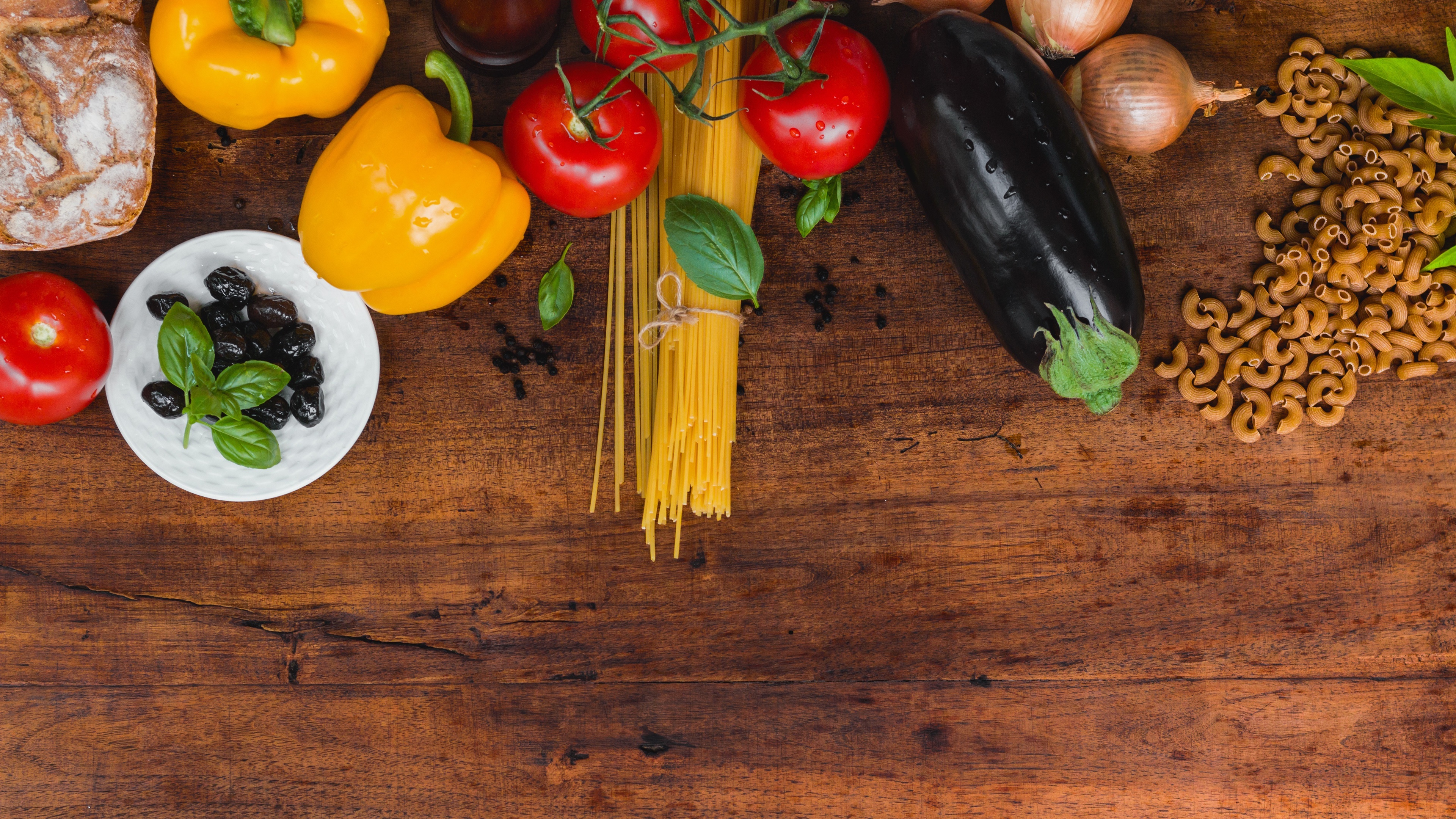 Still Life Ingredients on Wooden Table 4K HD Wallpaper