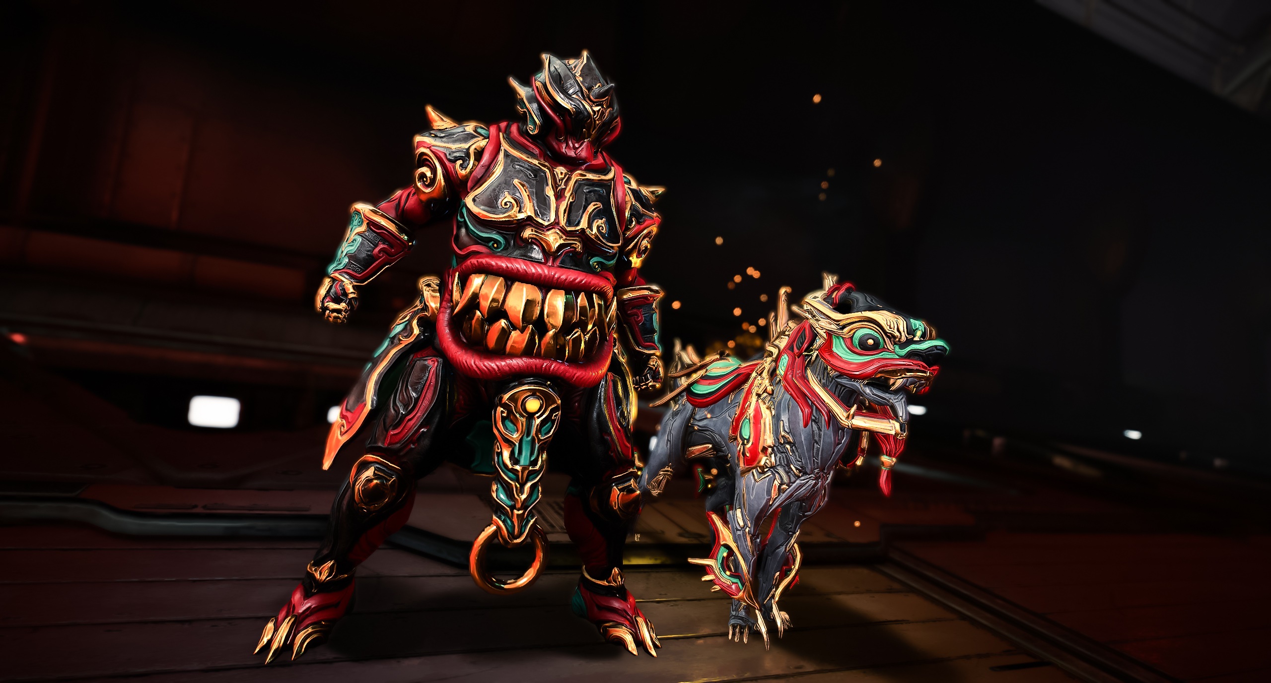 Warframe character and companion HD Wallpaper