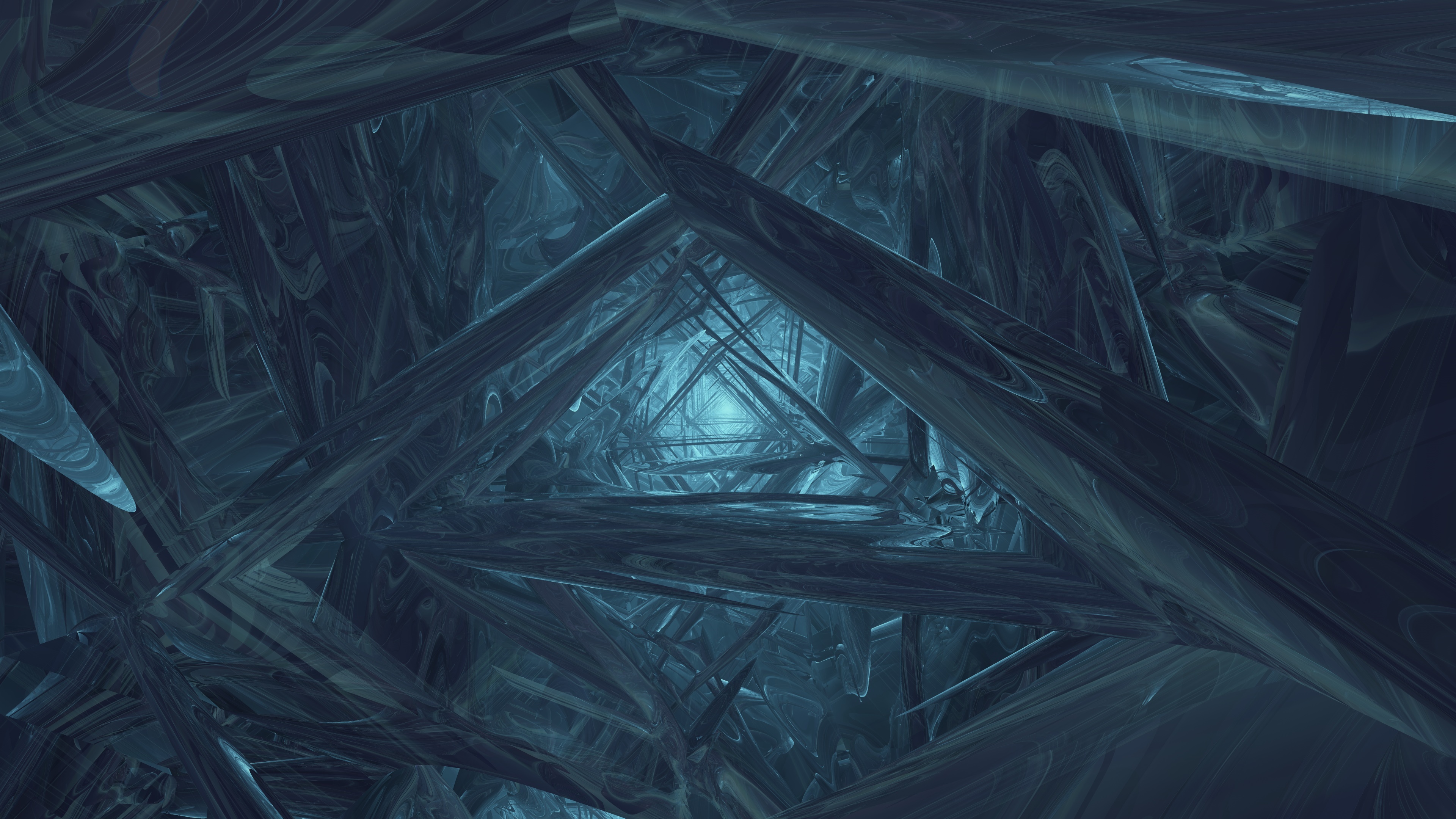 Abstract fractal tunnel with glowing light HD Wallpaper
