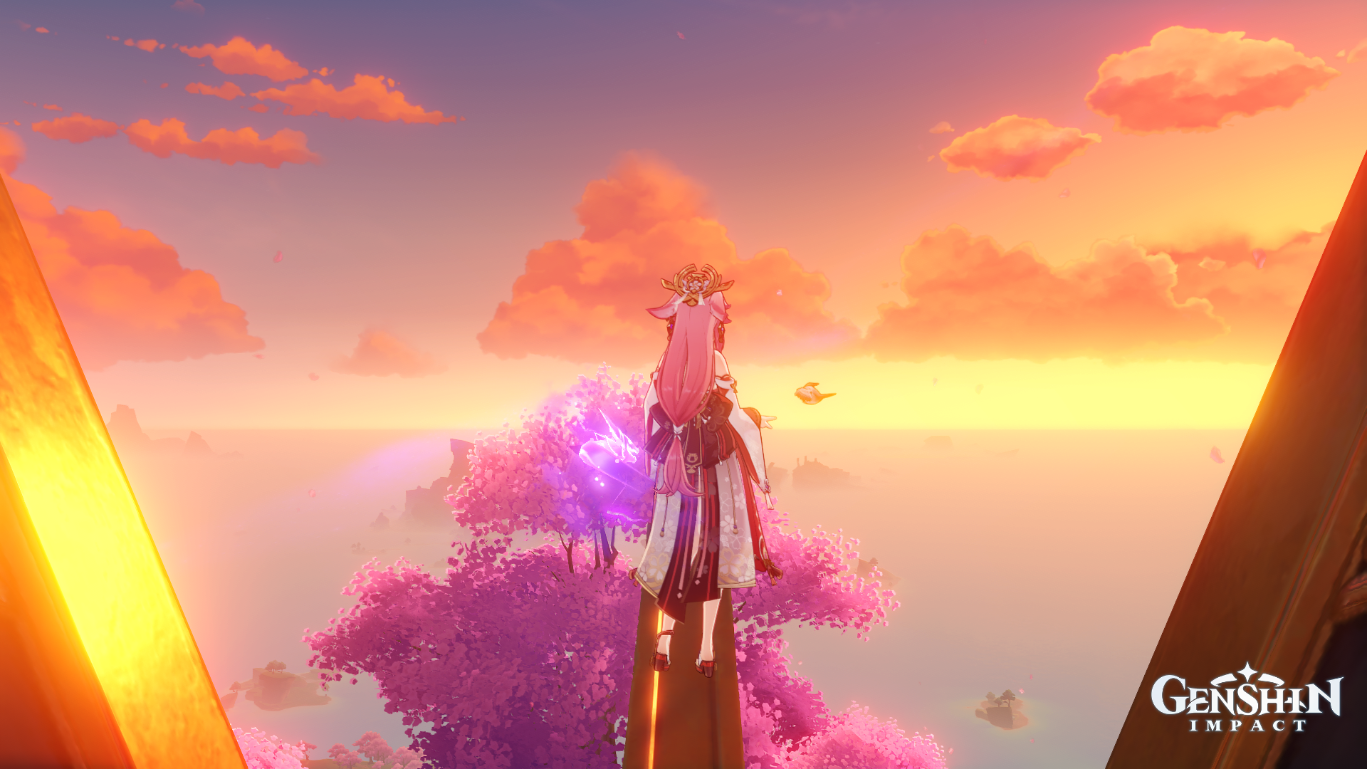 Yae Miko from Genshin Impact at sunset HD Wallpaper