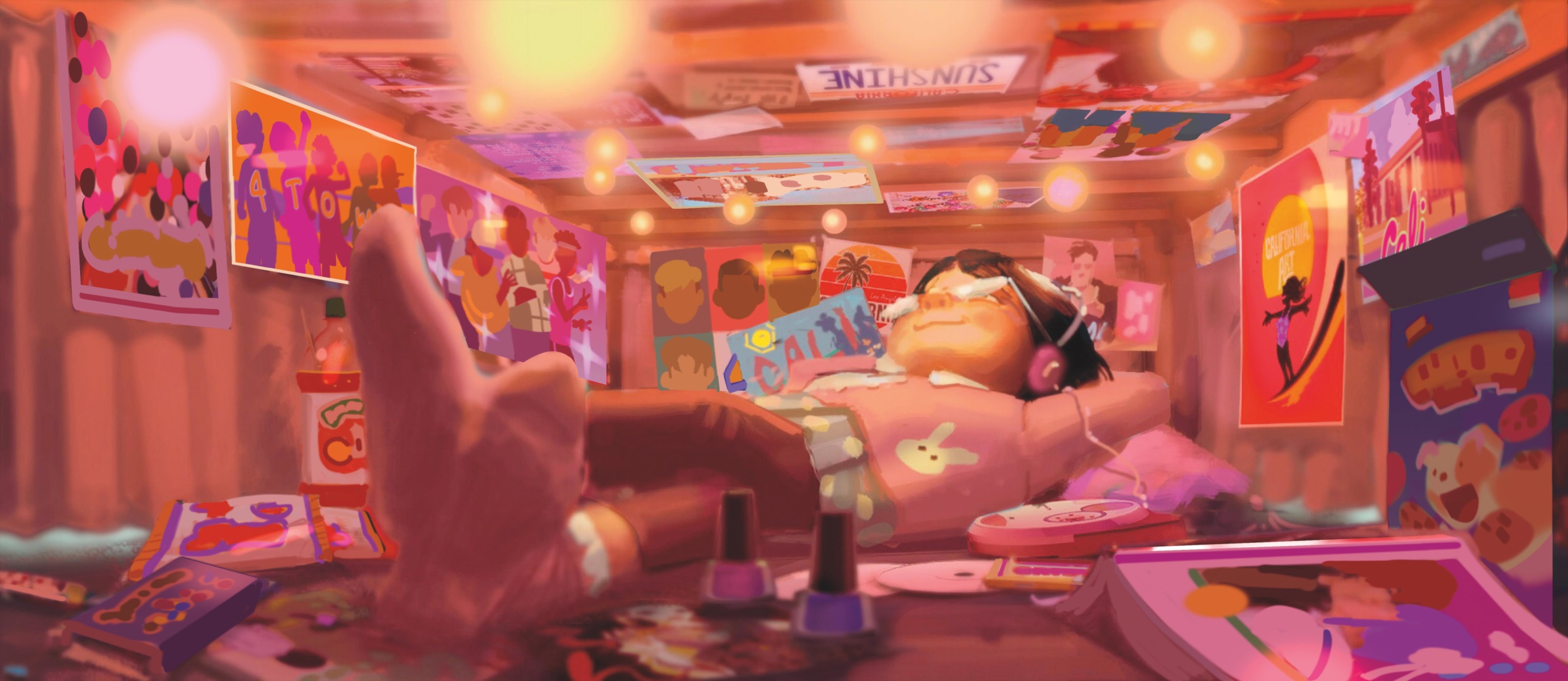 Mei Lee from Turning Red relaxing in her room HD Wallpaper