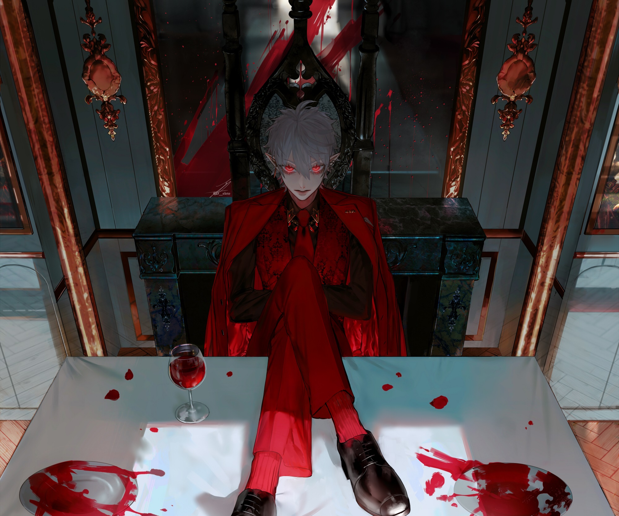 Kuzuha from Nijisanji sitting on a throne HD Wallpaper