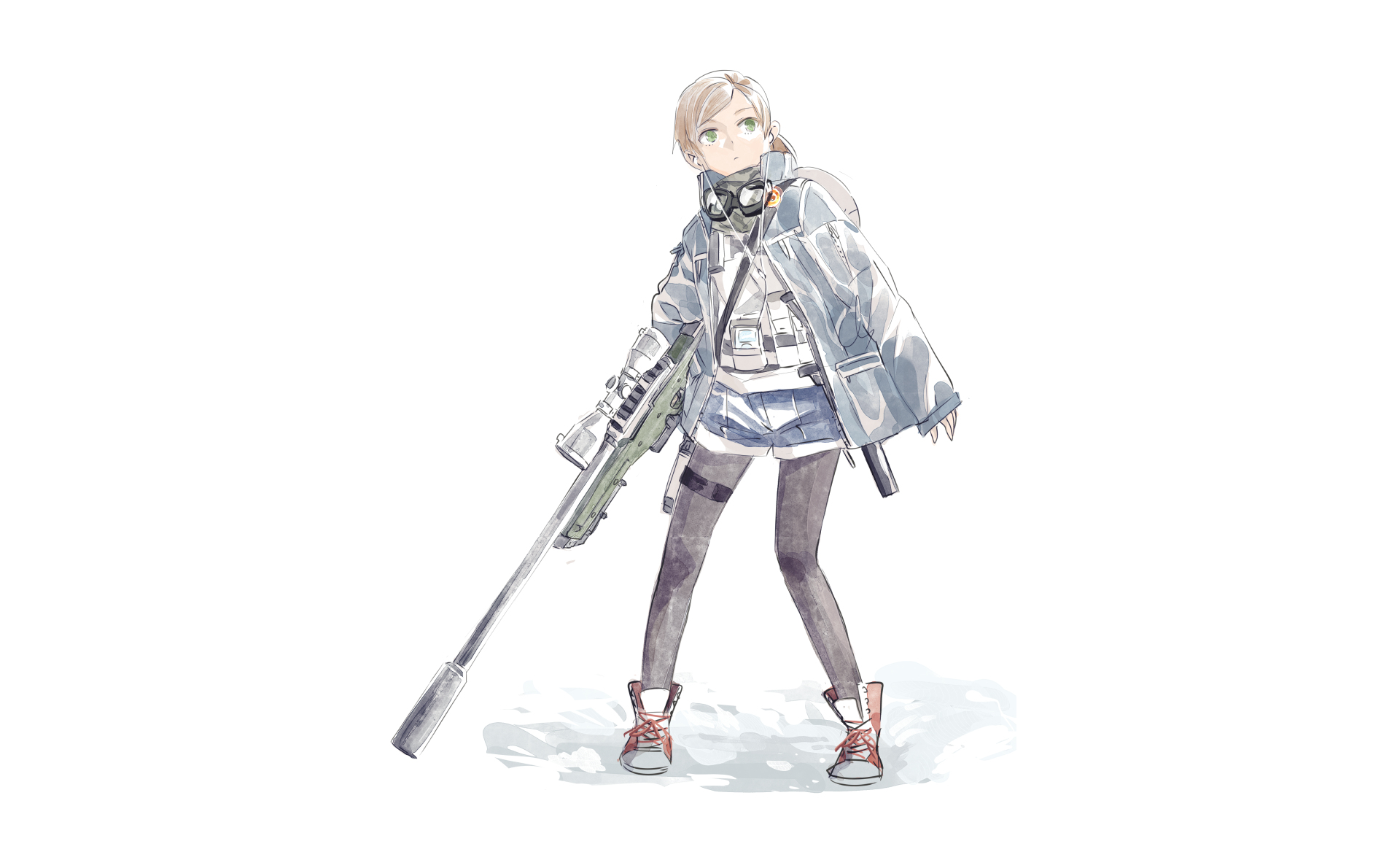 Girl with sniper rifle HD Wallpaper