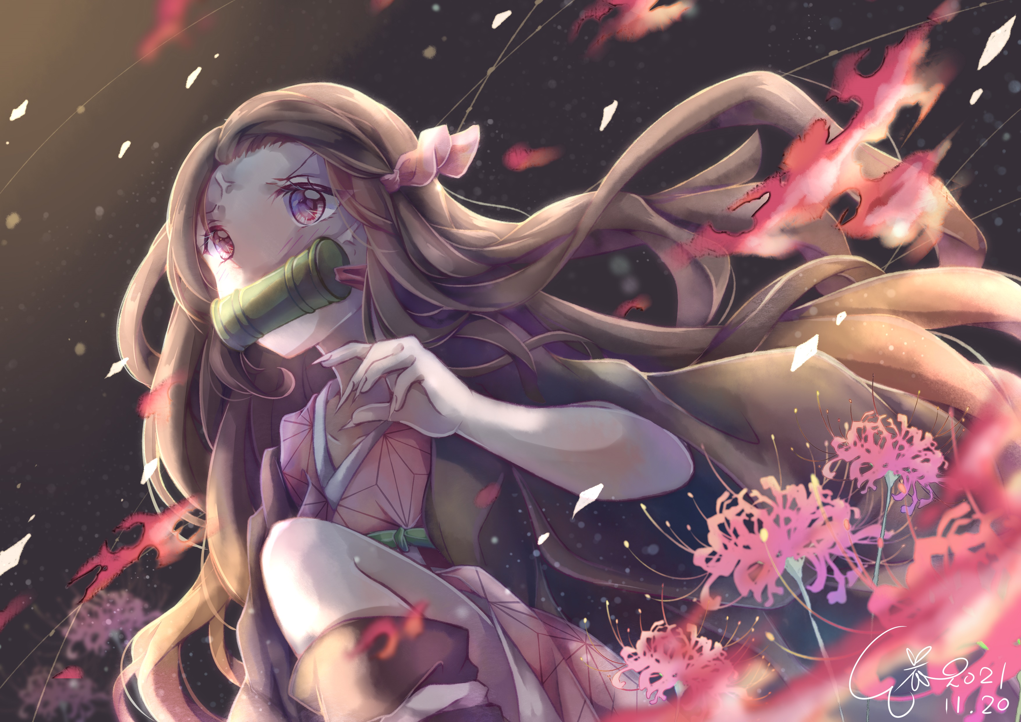 Nezuko Kamado from Demon Slayer: Kimetsu No Yaiba HD Wallpaper
