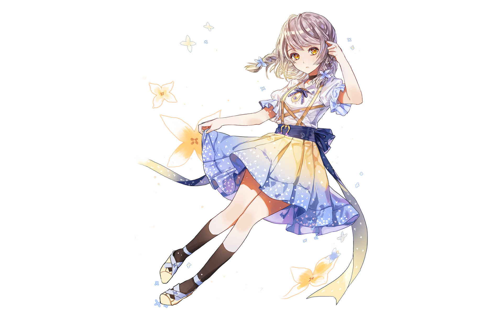 Anime girl with blonde hair and yellow eyes HD Wallpaper