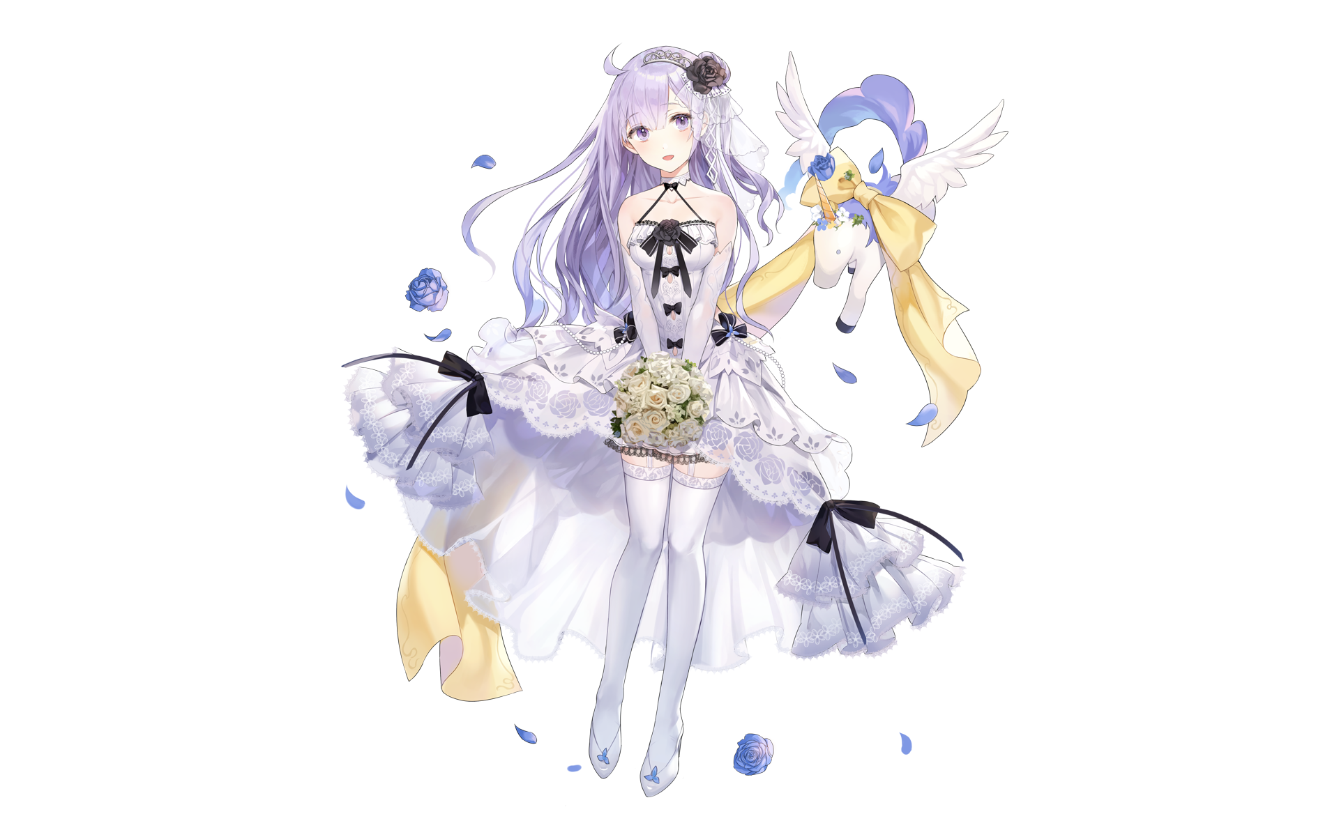 Unicorn from Azur Lane in a wedding dress with a plush unicorn HD Wallpaper