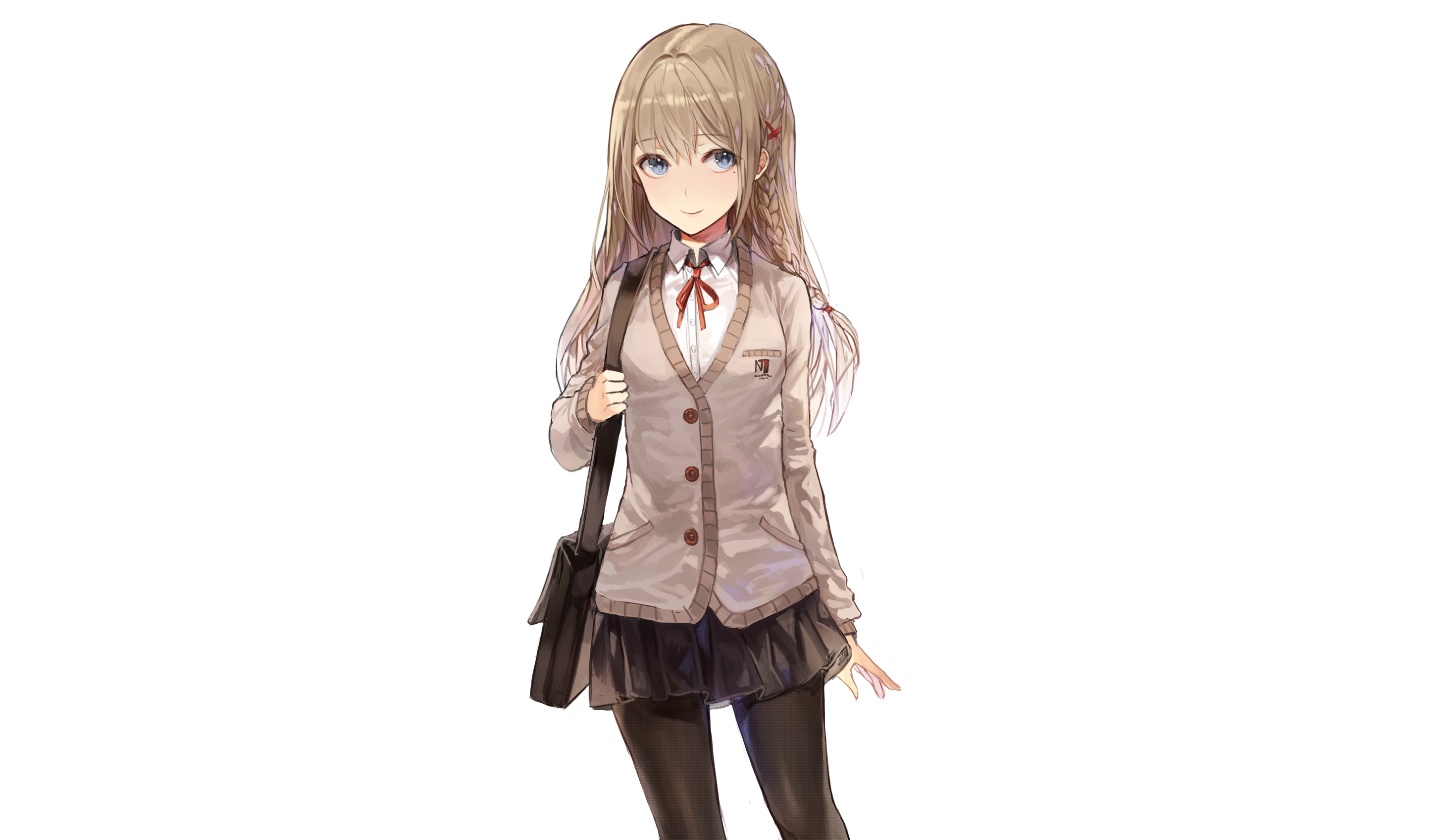 Girl in School Uniform with Bag HD Wallpaper